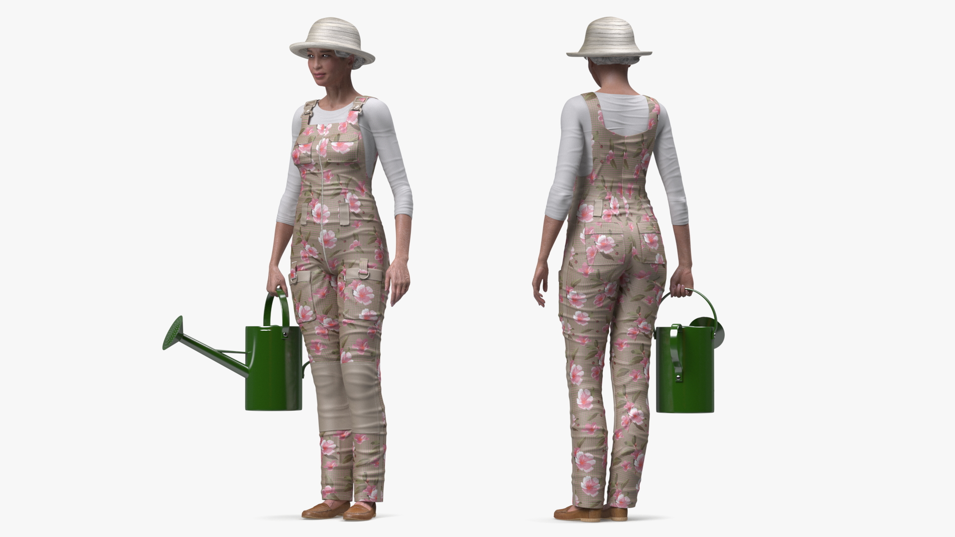 Asian Grandma Gardener Style Standing 3D