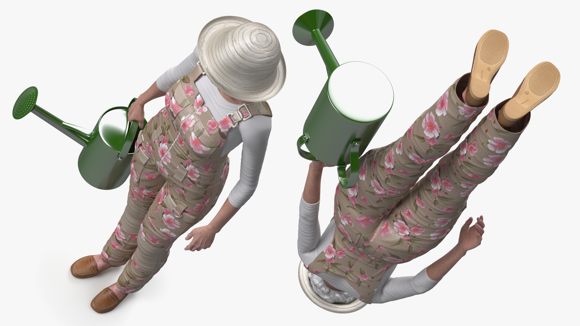 Asian Grandma Gardener Style Standing 3D