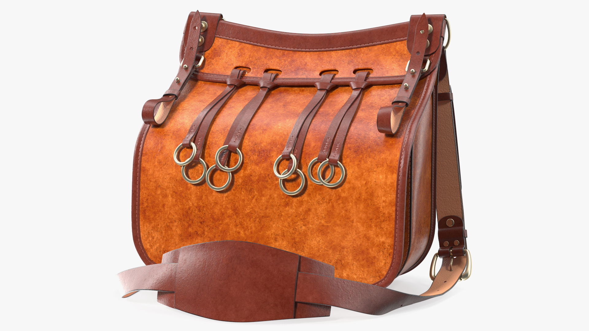 3D Classic Hunting Brown Leather Bag model