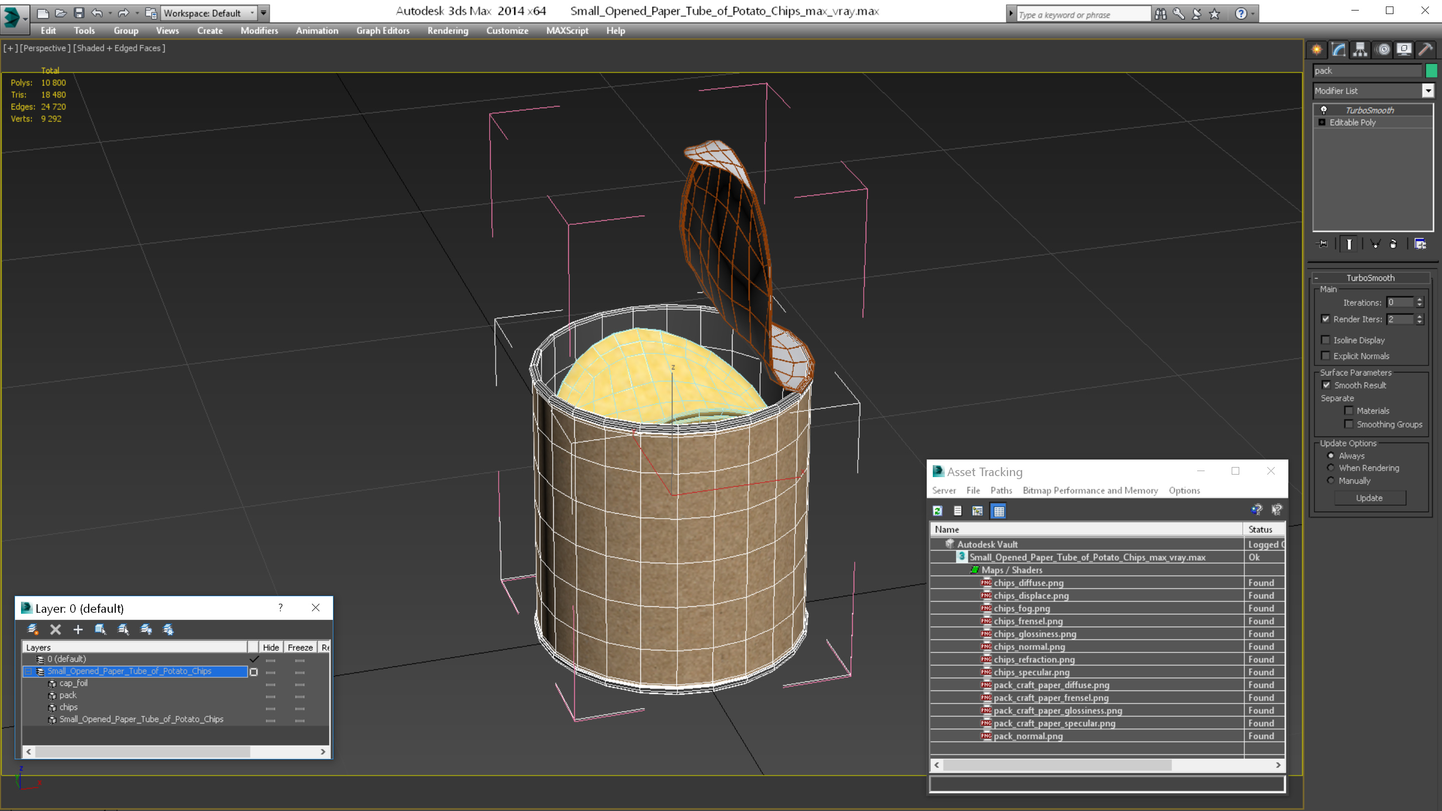 Small Opened Paper Tube of Potato Chips 3D model