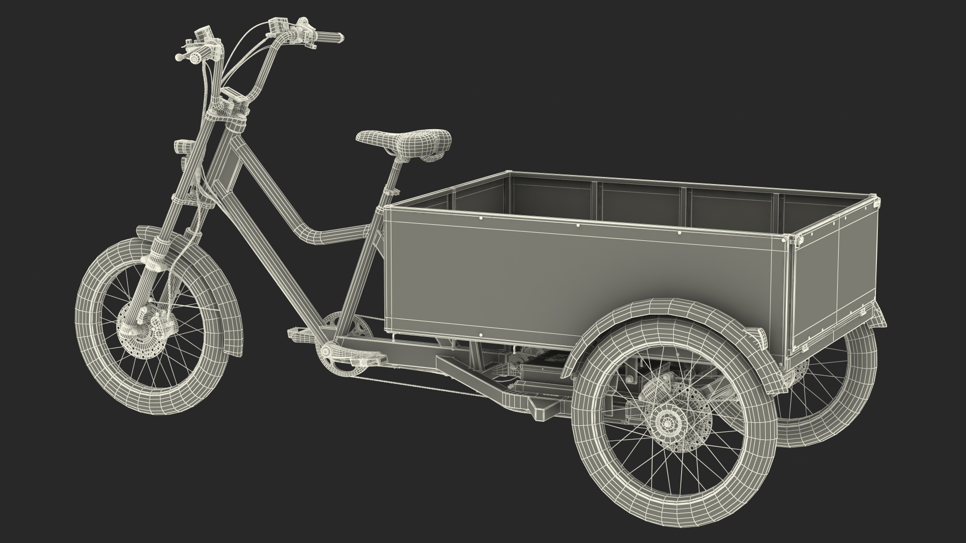 3D Commercial Grade Electric Trike with Truck Bed Rigged model