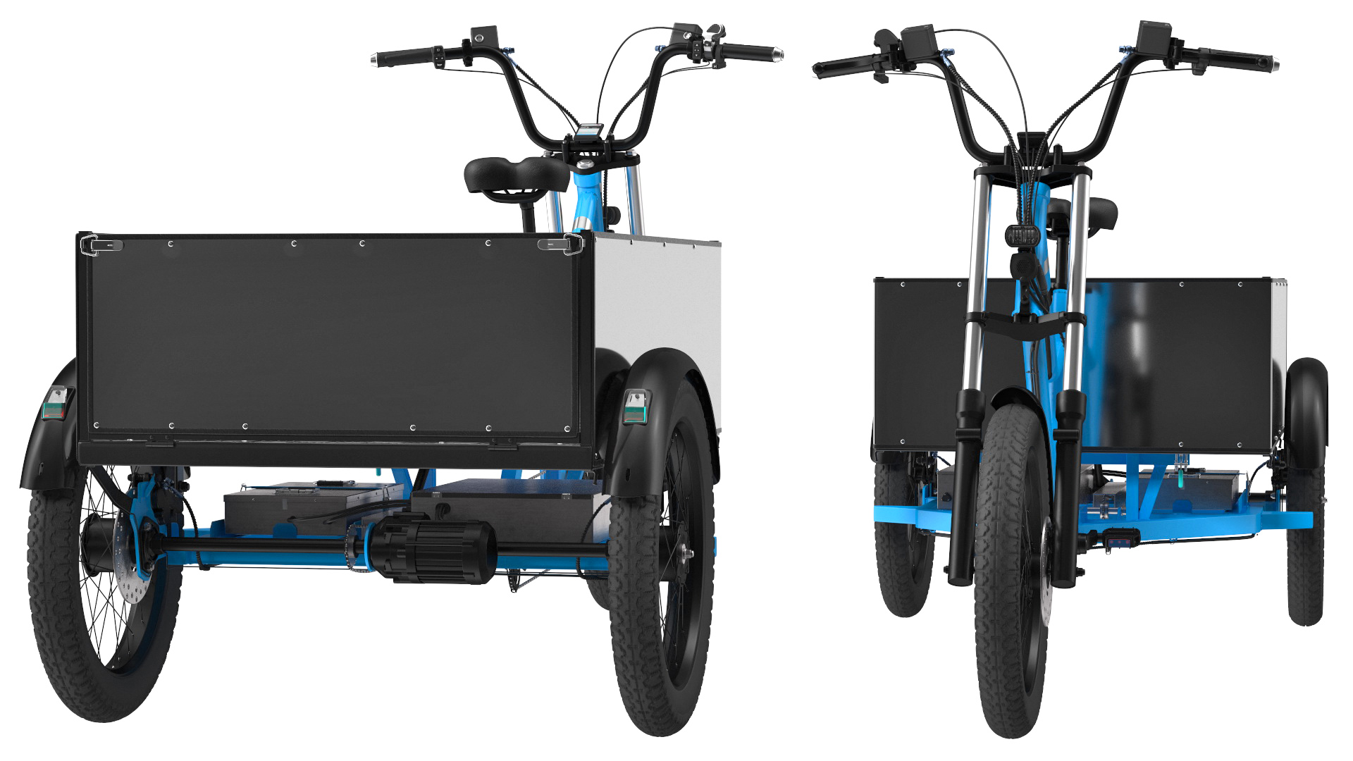 3D Commercial Grade Electric Trike with Truck Bed Rigged model