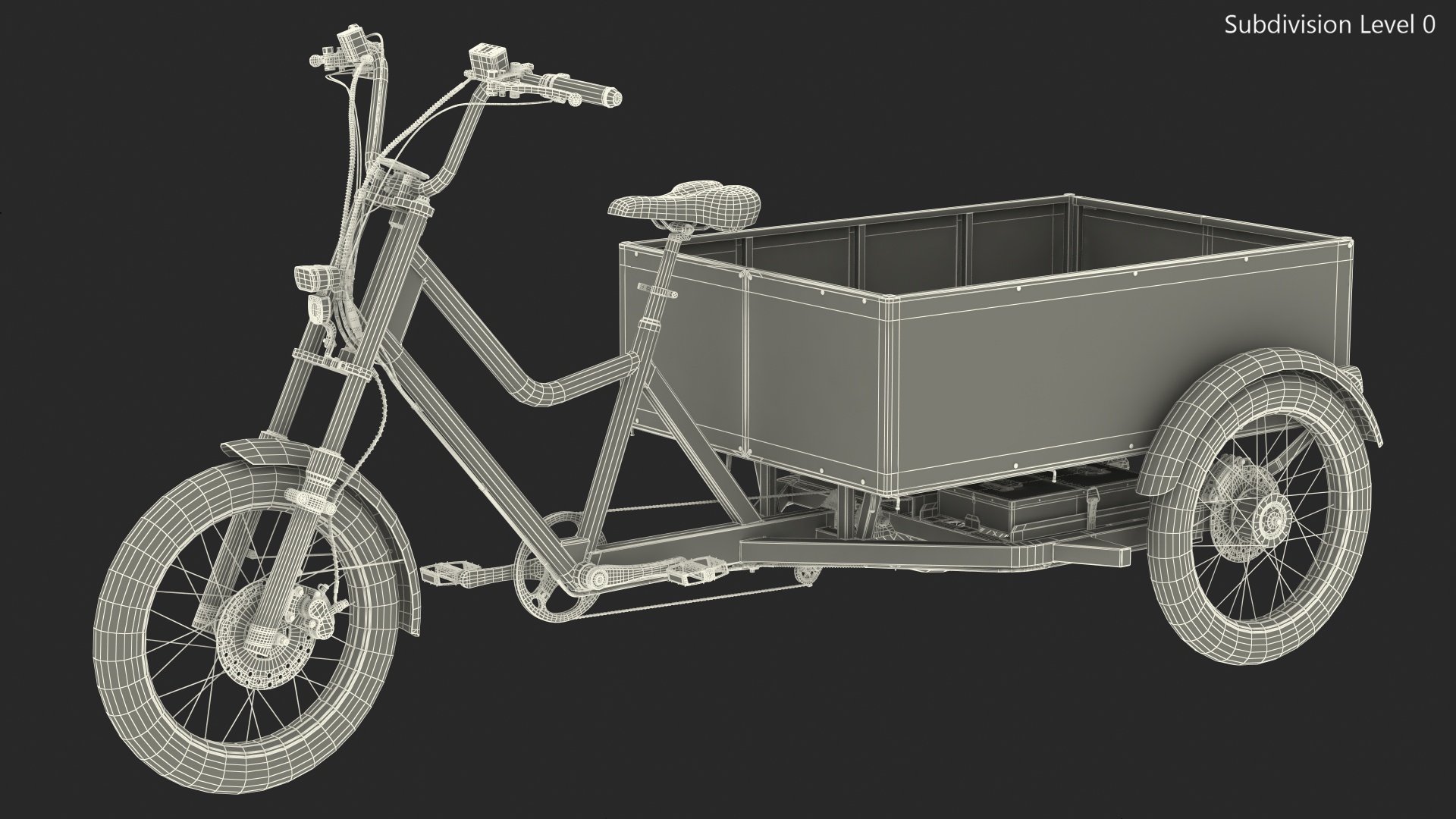 3D Commercial Grade Electric Trike with Truck Bed Rigged model