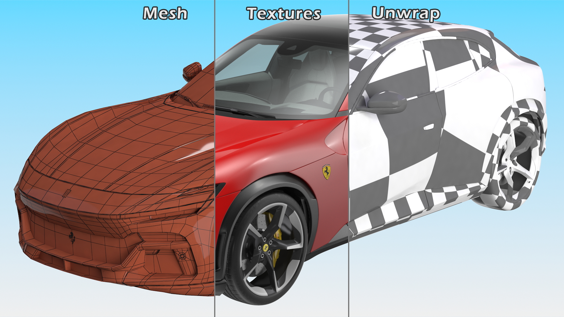 3D 2023 Red Ferrari Purosangue SUV Rigged model