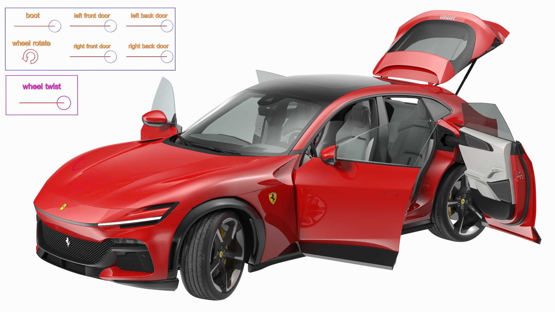 3D 2023 Red Ferrari Purosangue SUV Rigged model