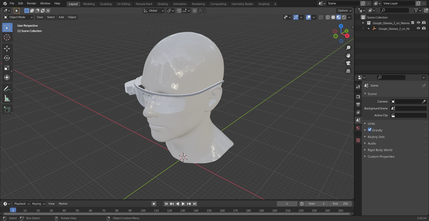 Google Glasses 2 on Mannequin Head 3D model