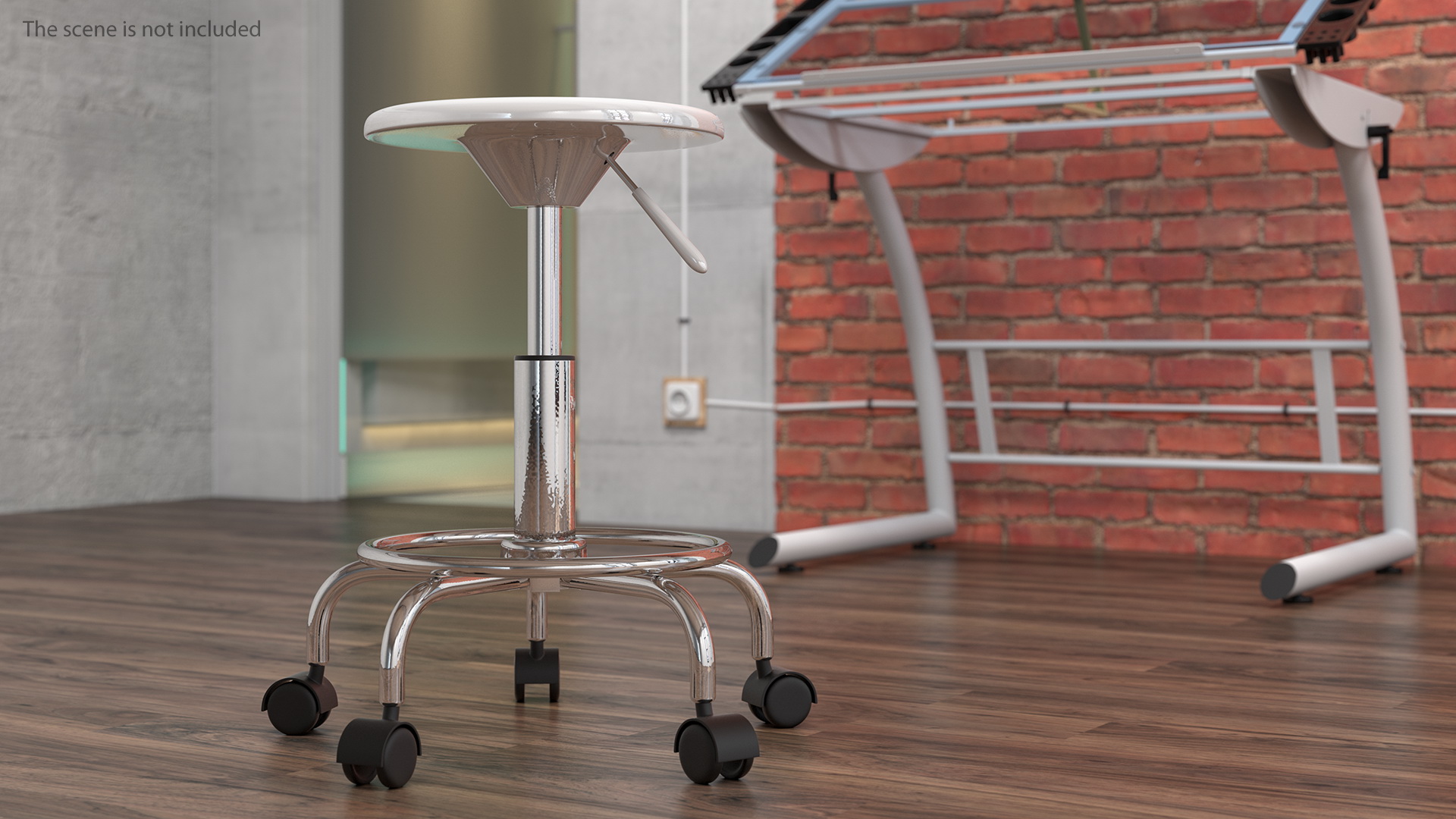 3D Adjustable Drafting Stool White