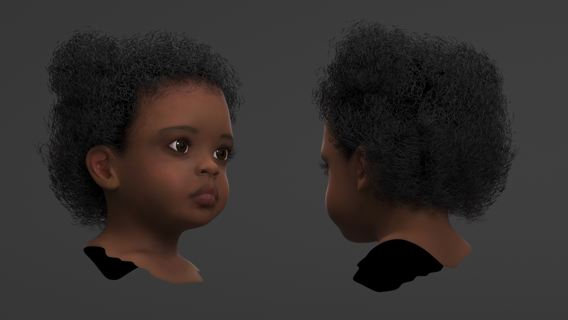 3D African Baby Girl Light Skin Head model