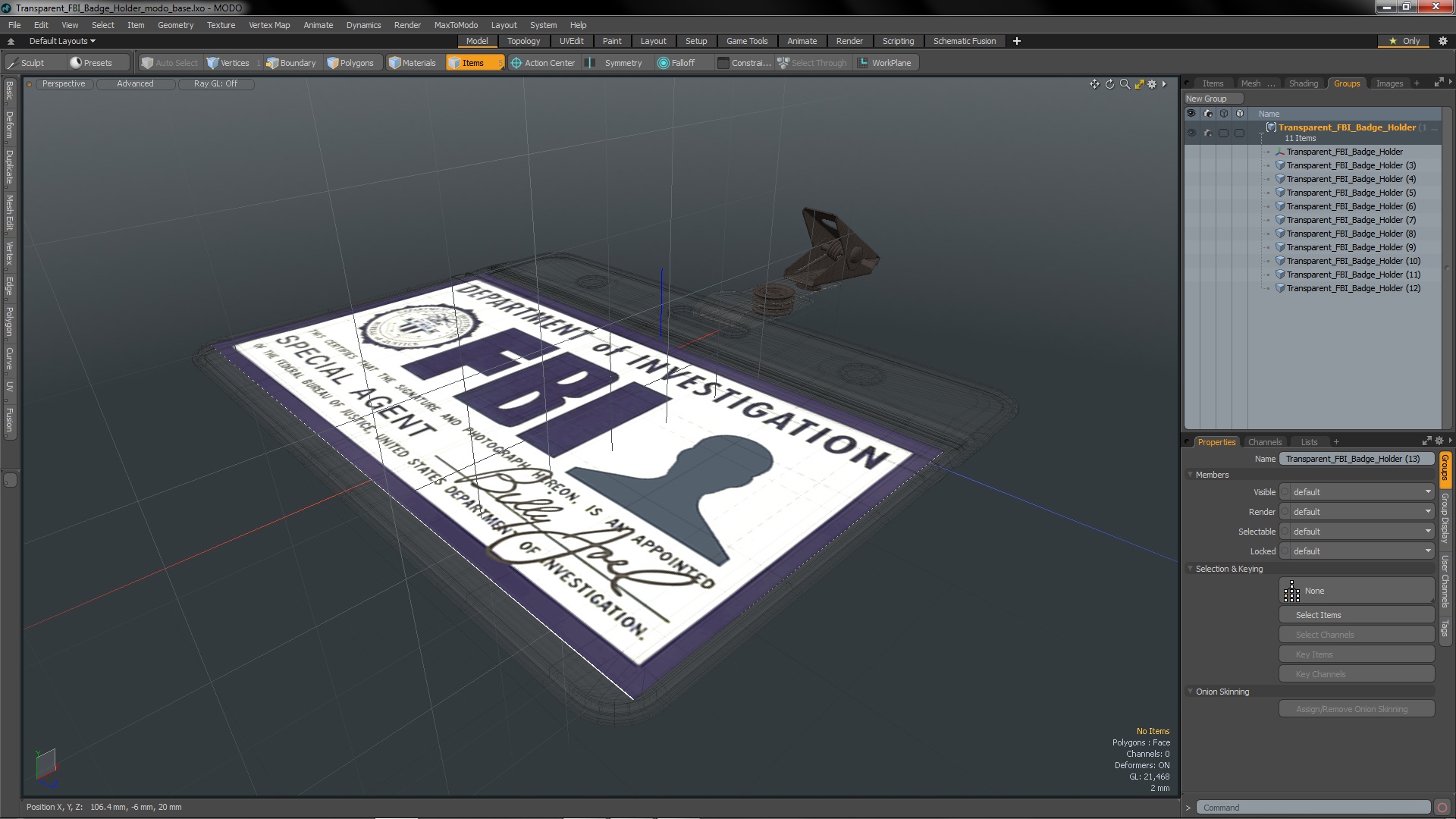 3D Transparent FBI Badge Holder model