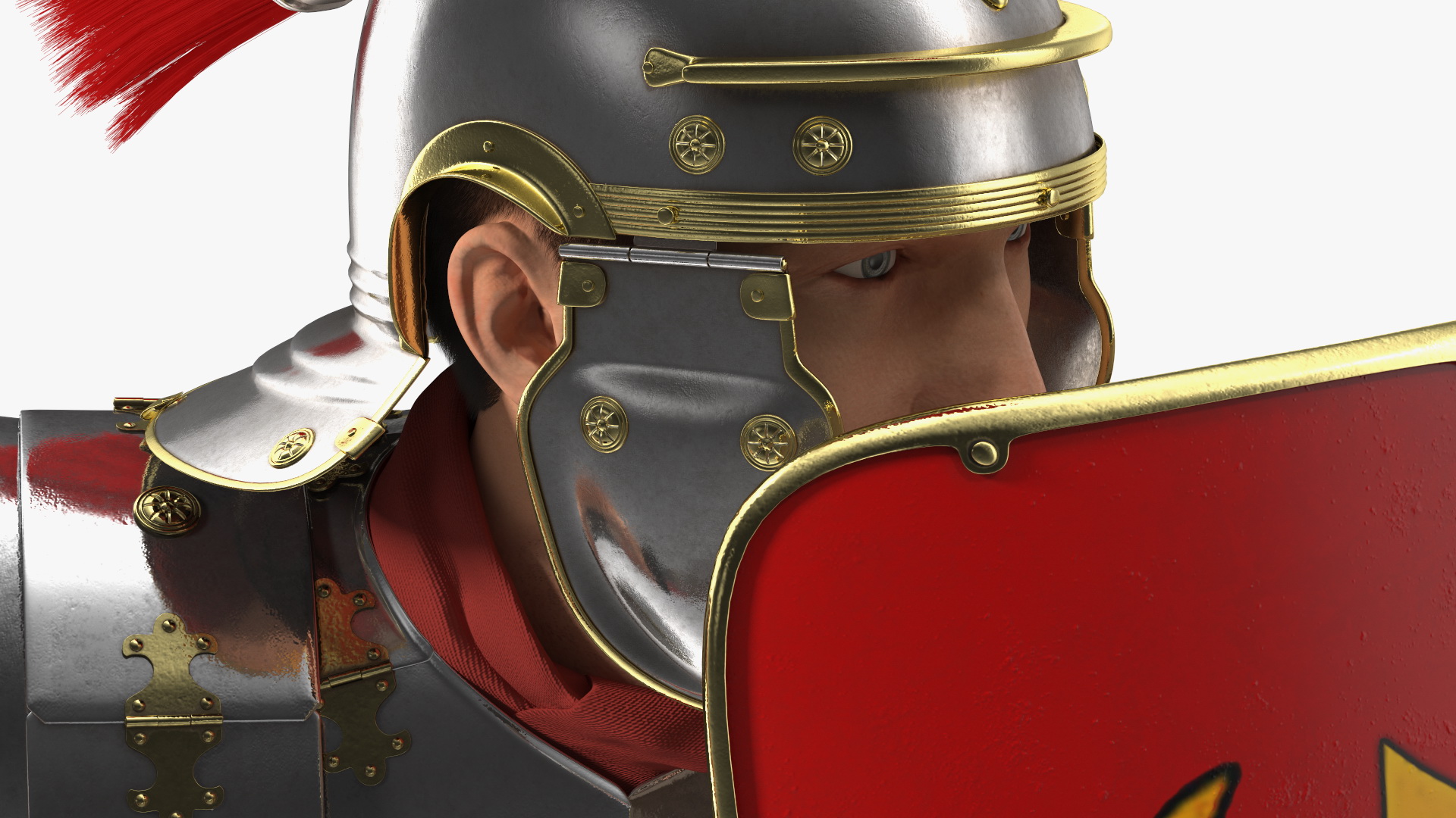 3D Roman Legionnaire with Gladius Attack Pose Fur