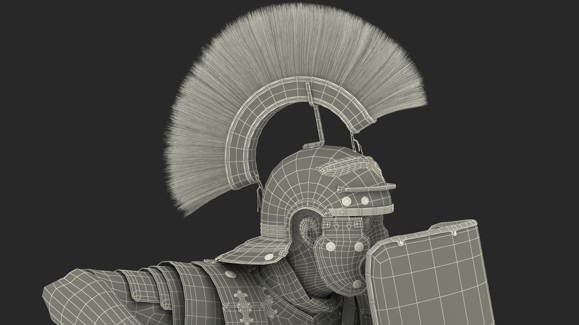 3D Roman Legionnaire with Gladius Attack Pose Fur