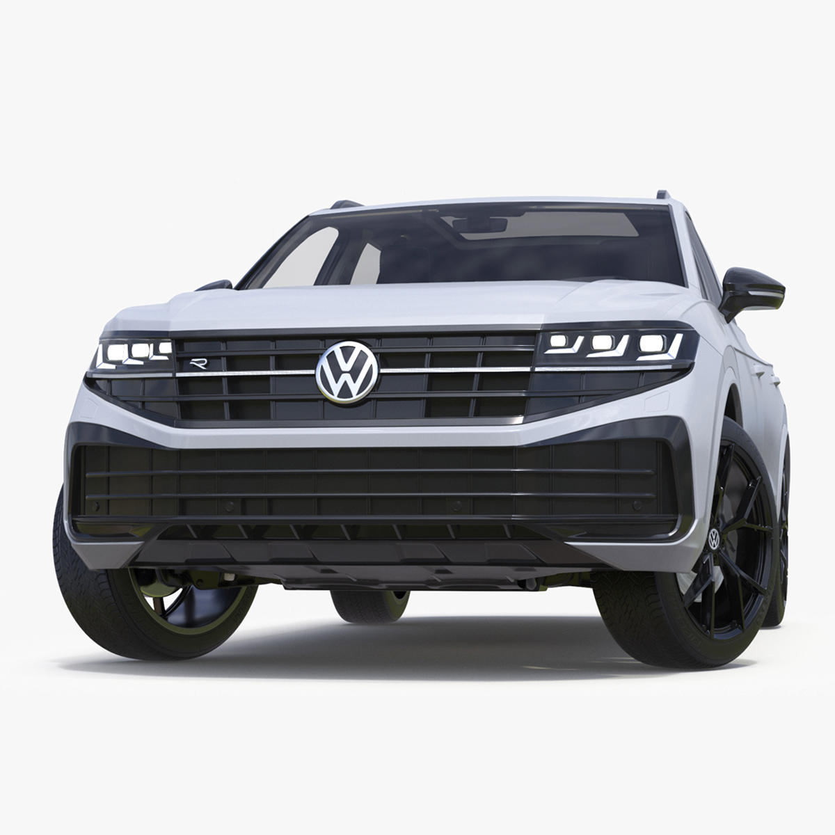 3D Volkswagen Touareg 2024 White Lights On Rigged