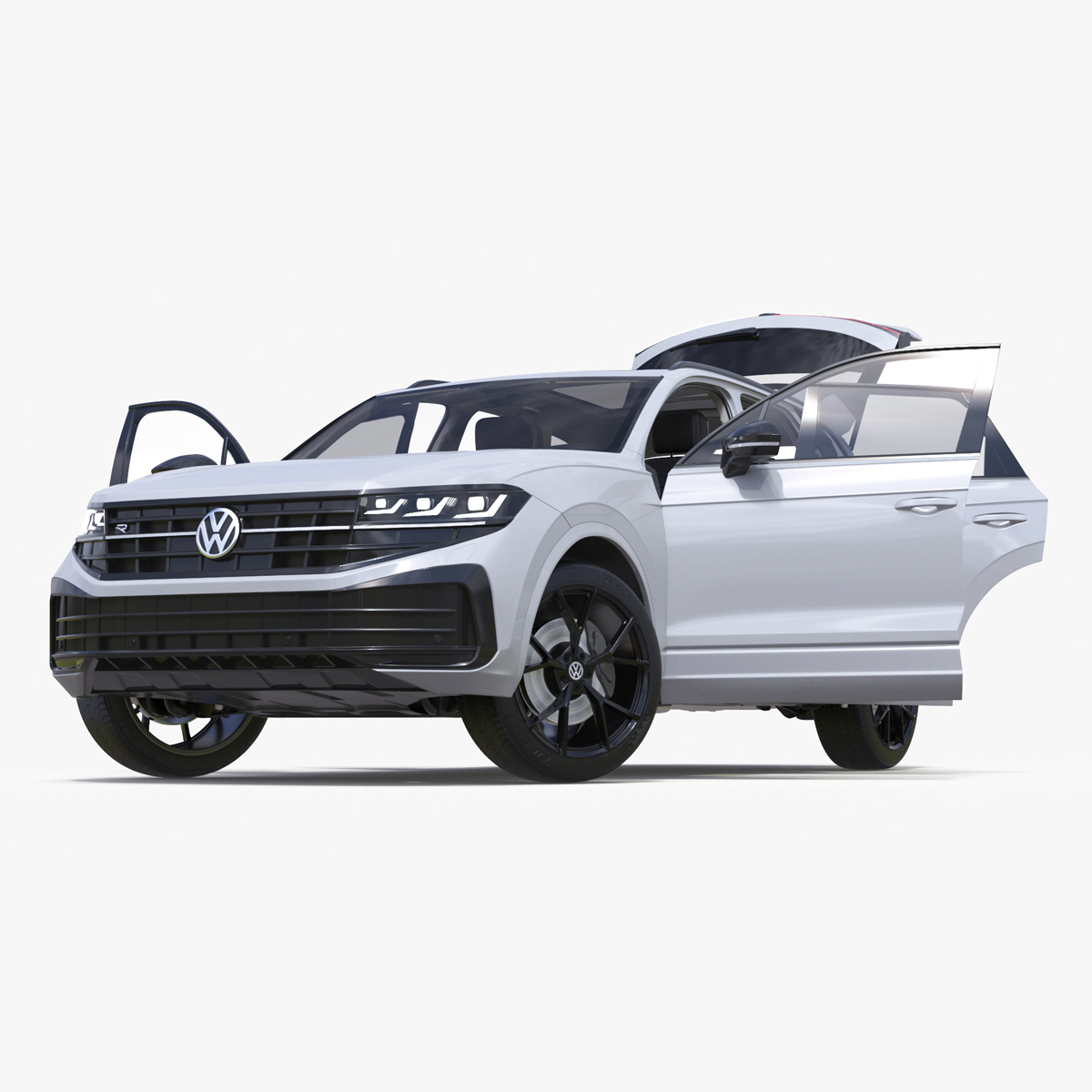 3D Volkswagen Touareg 2024 White Lights On Rigged