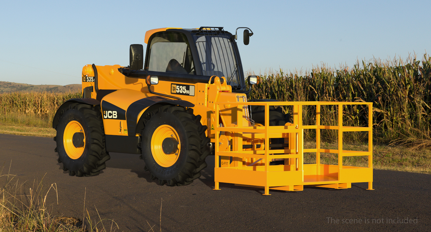 JCB 535 Telehandler Forklift Access Platform Clean Rigged 3D