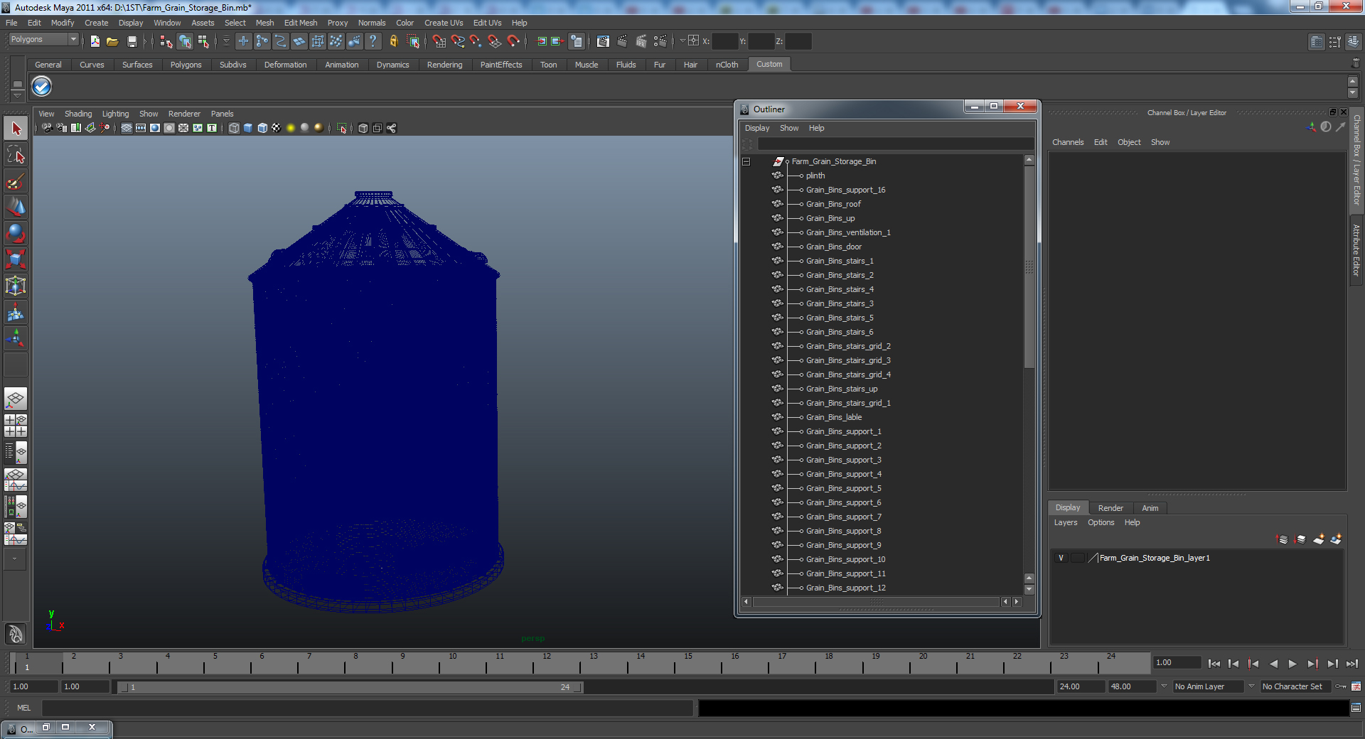 Farm Grain Storage Bin 3D