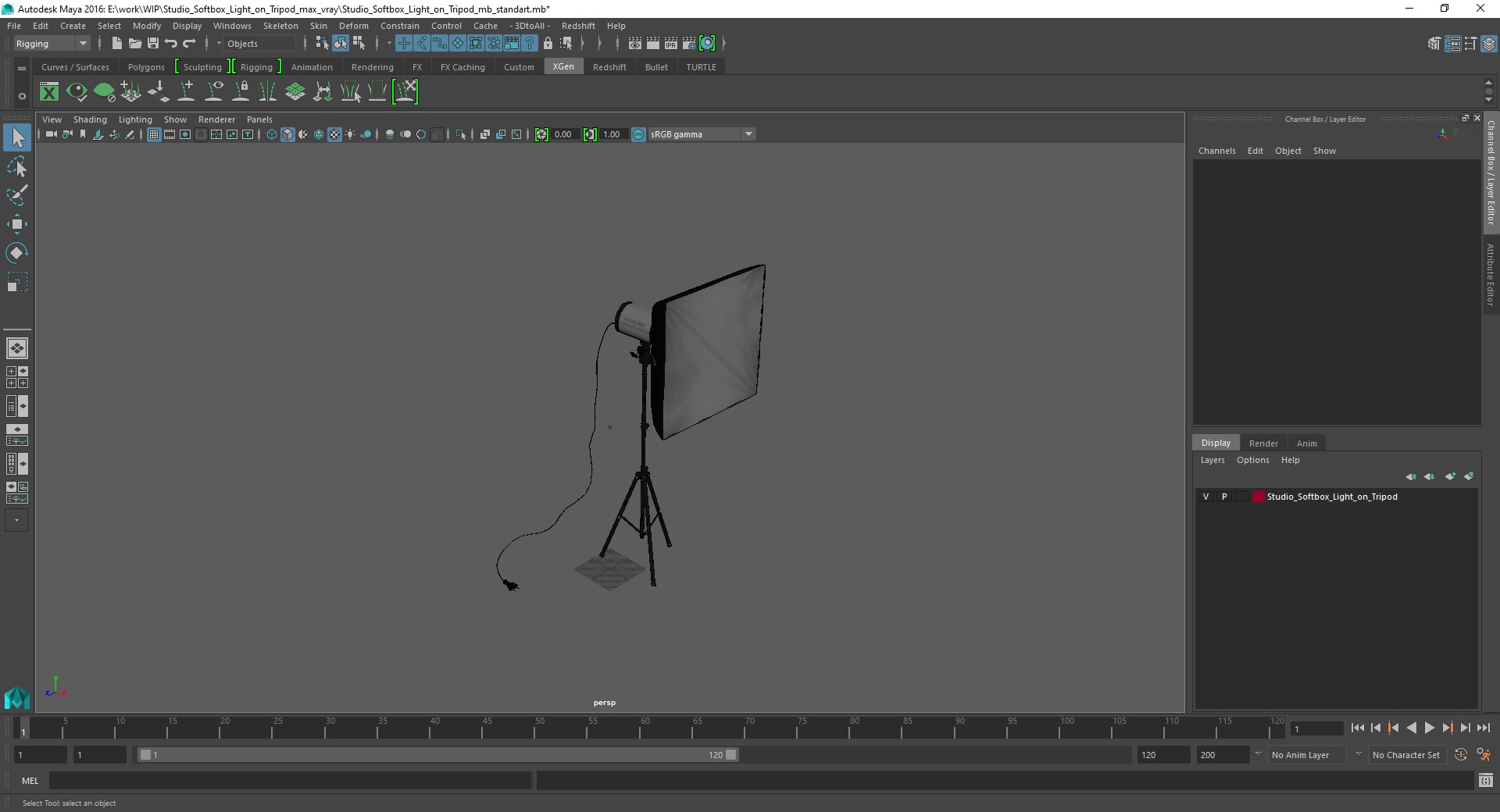 3D model Studio Softbox Light on Tripod