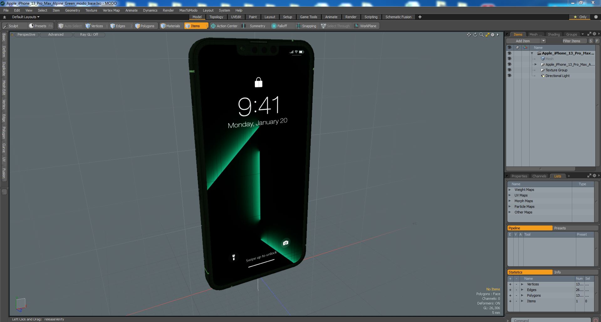 3D Apple iPhone 13 Pro Max Alpine Green