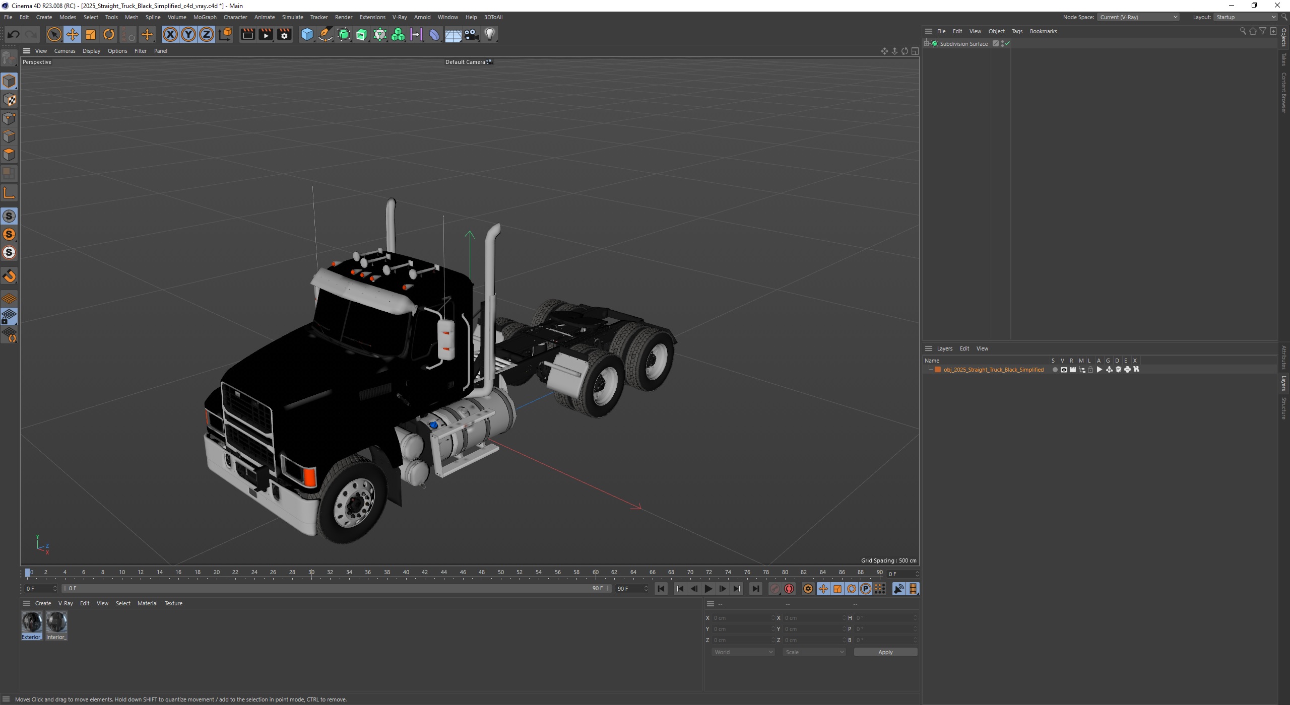 3D 2025 Straight Truck Black Simplified