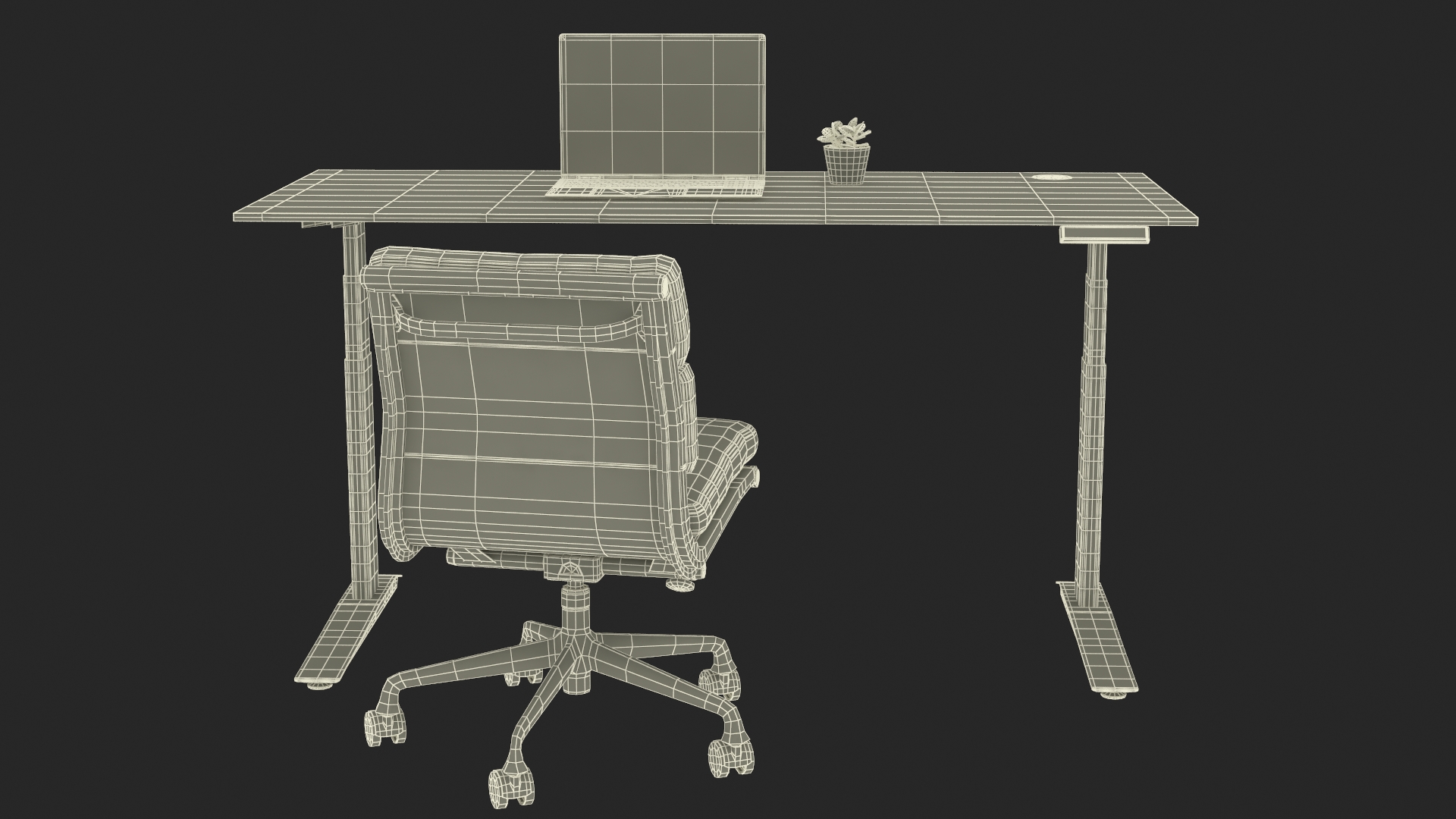 3D Workplace with Laptop