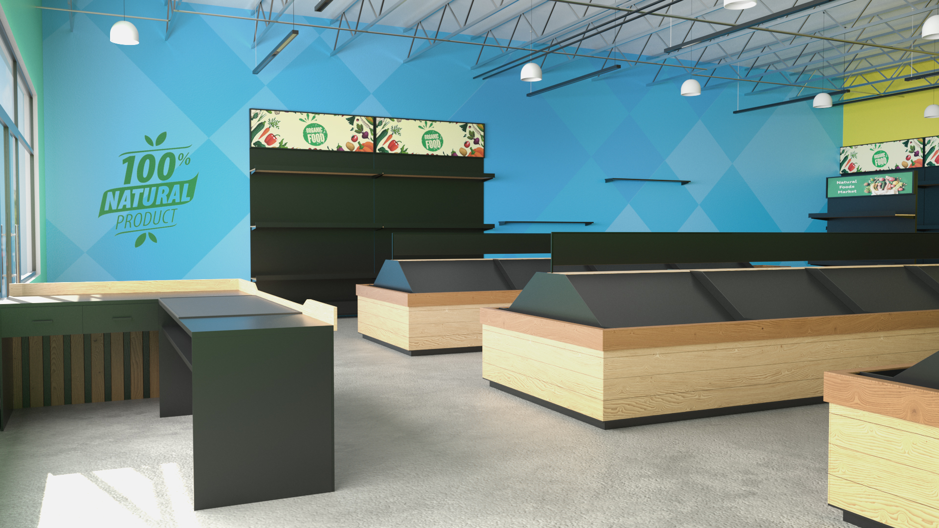 3D Interior Market Natural Foods No Light model