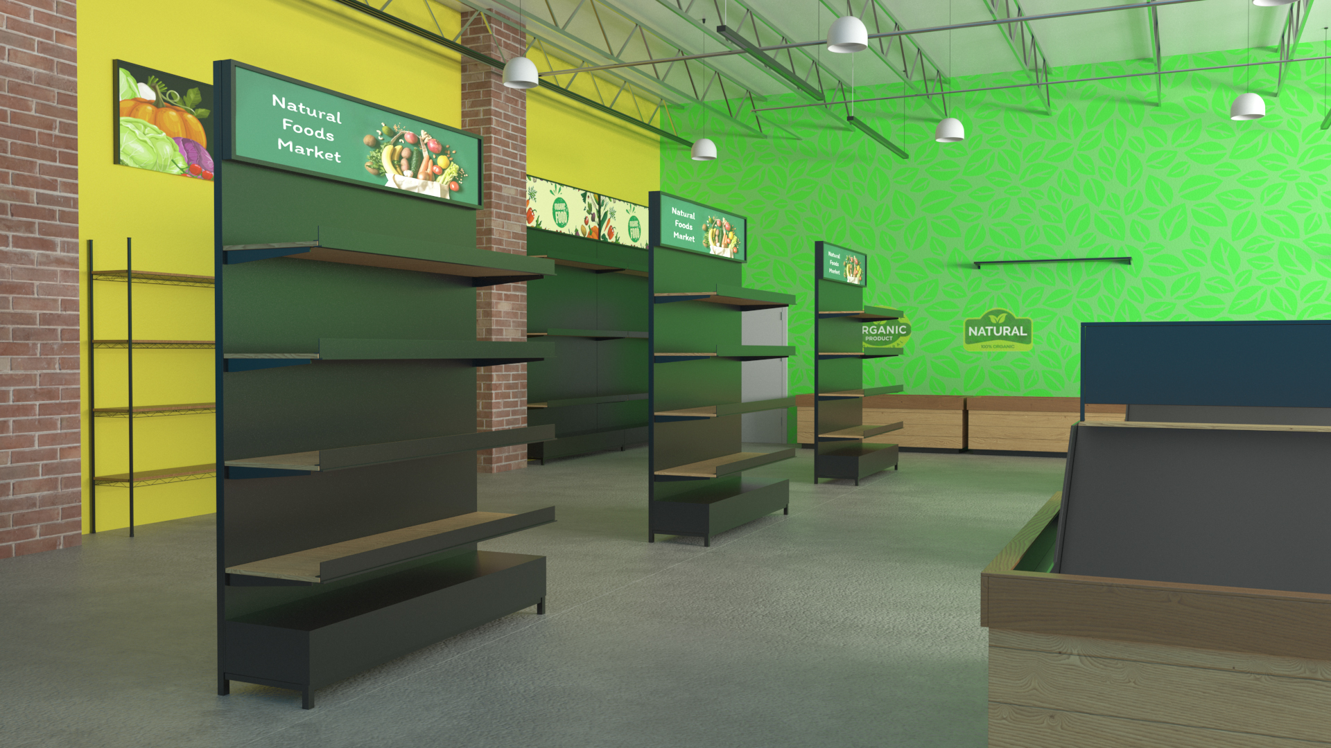 3D Interior Market Natural Foods No Light model