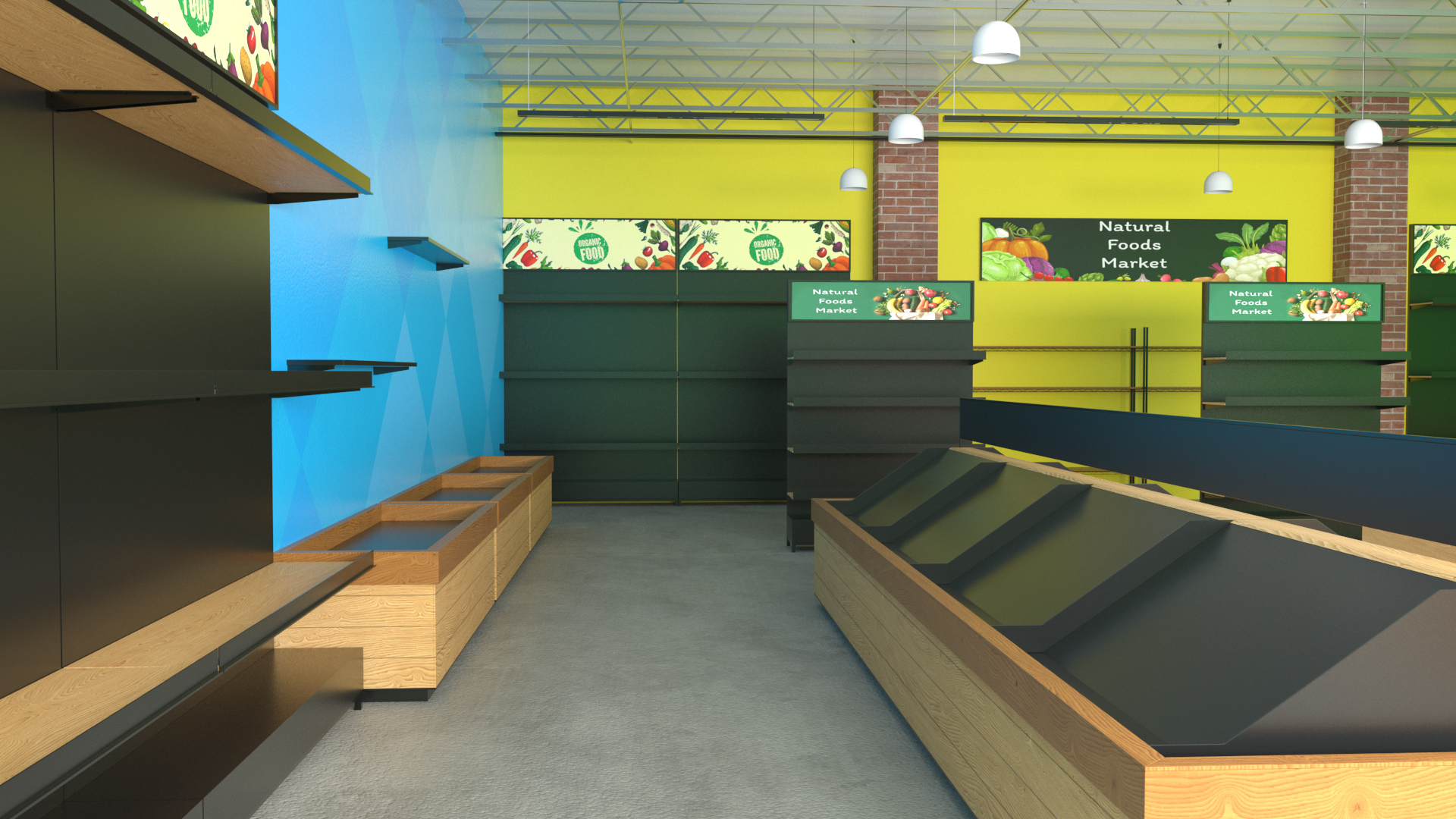 3D Interior Market Natural Foods No Light model