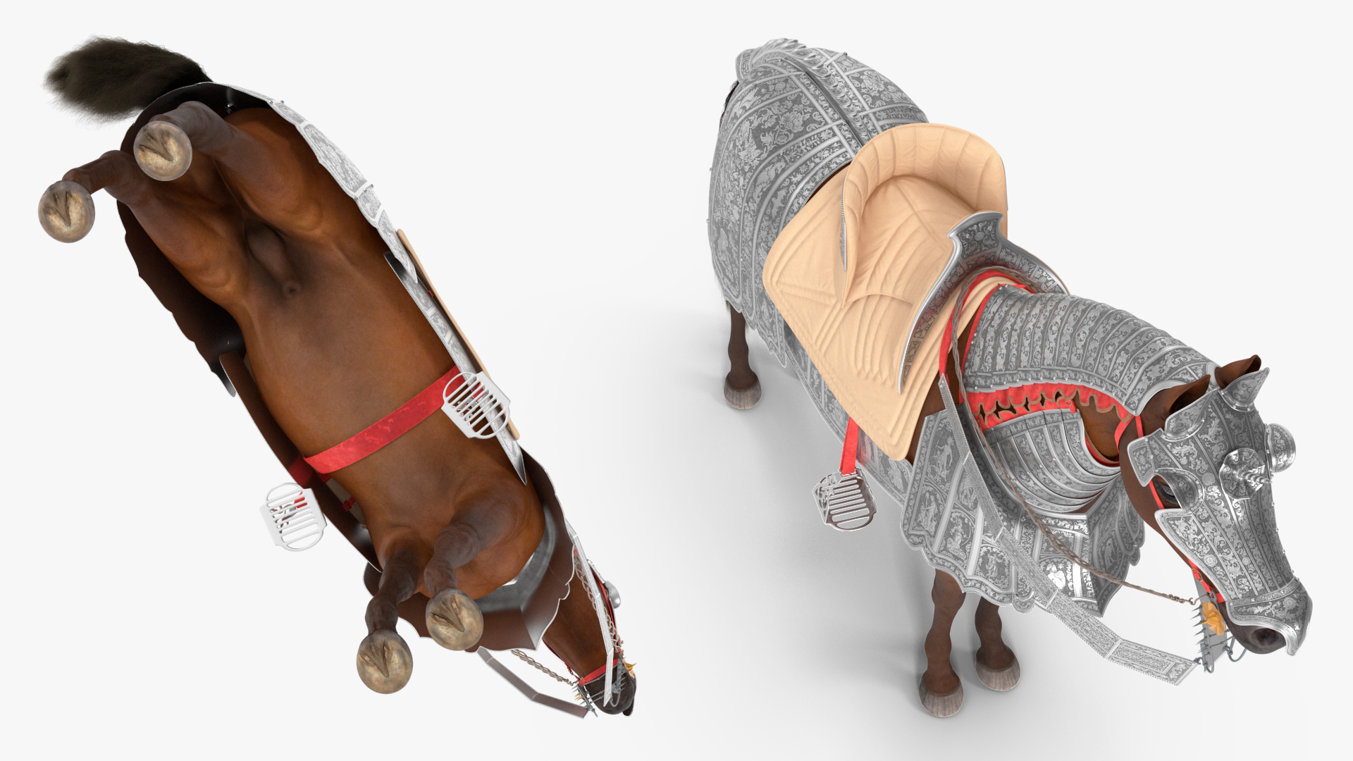 Medieval Armored Warhorse Fur 3D model