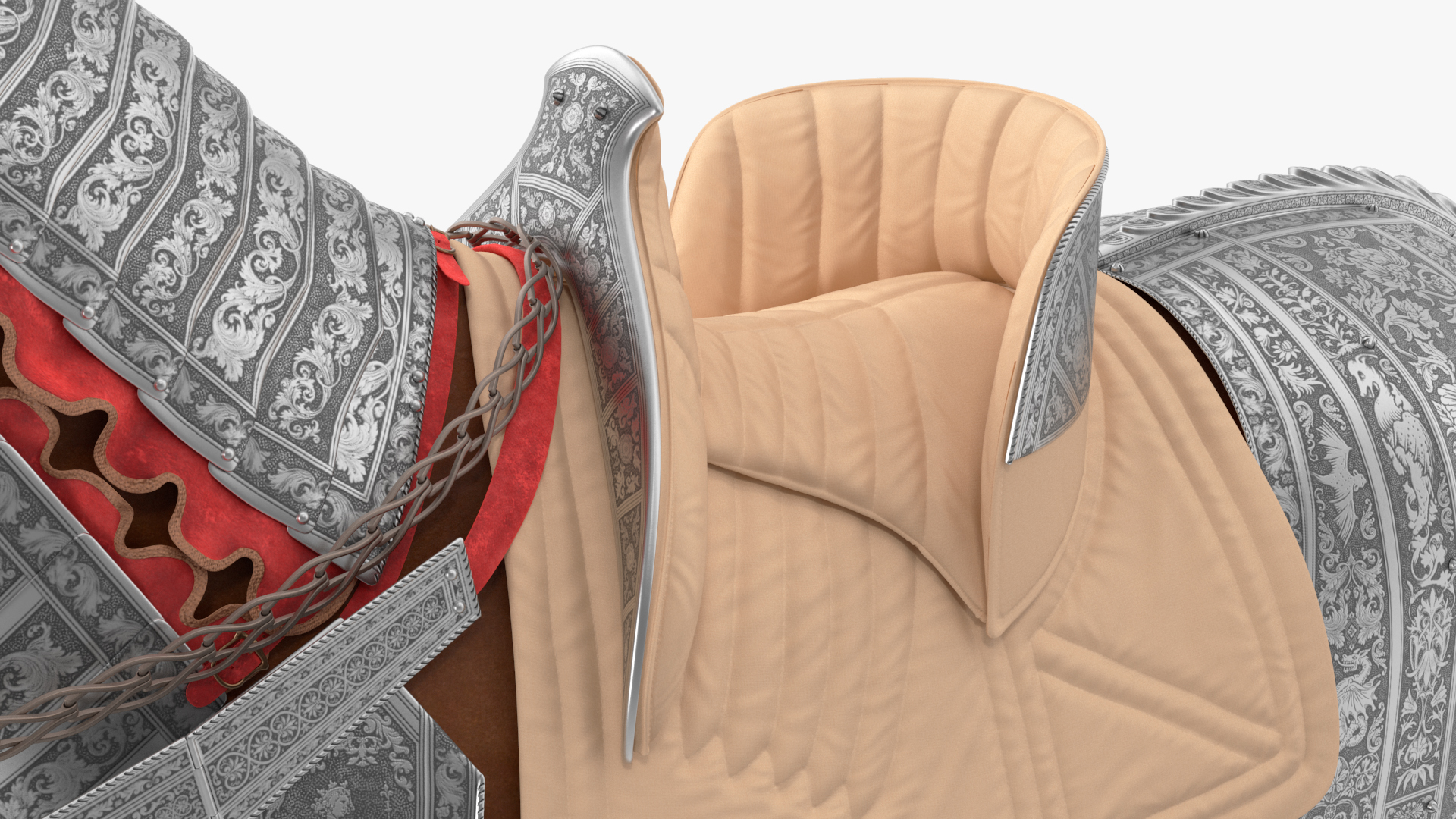 Medieval Armored Warhorse Fur 3D model