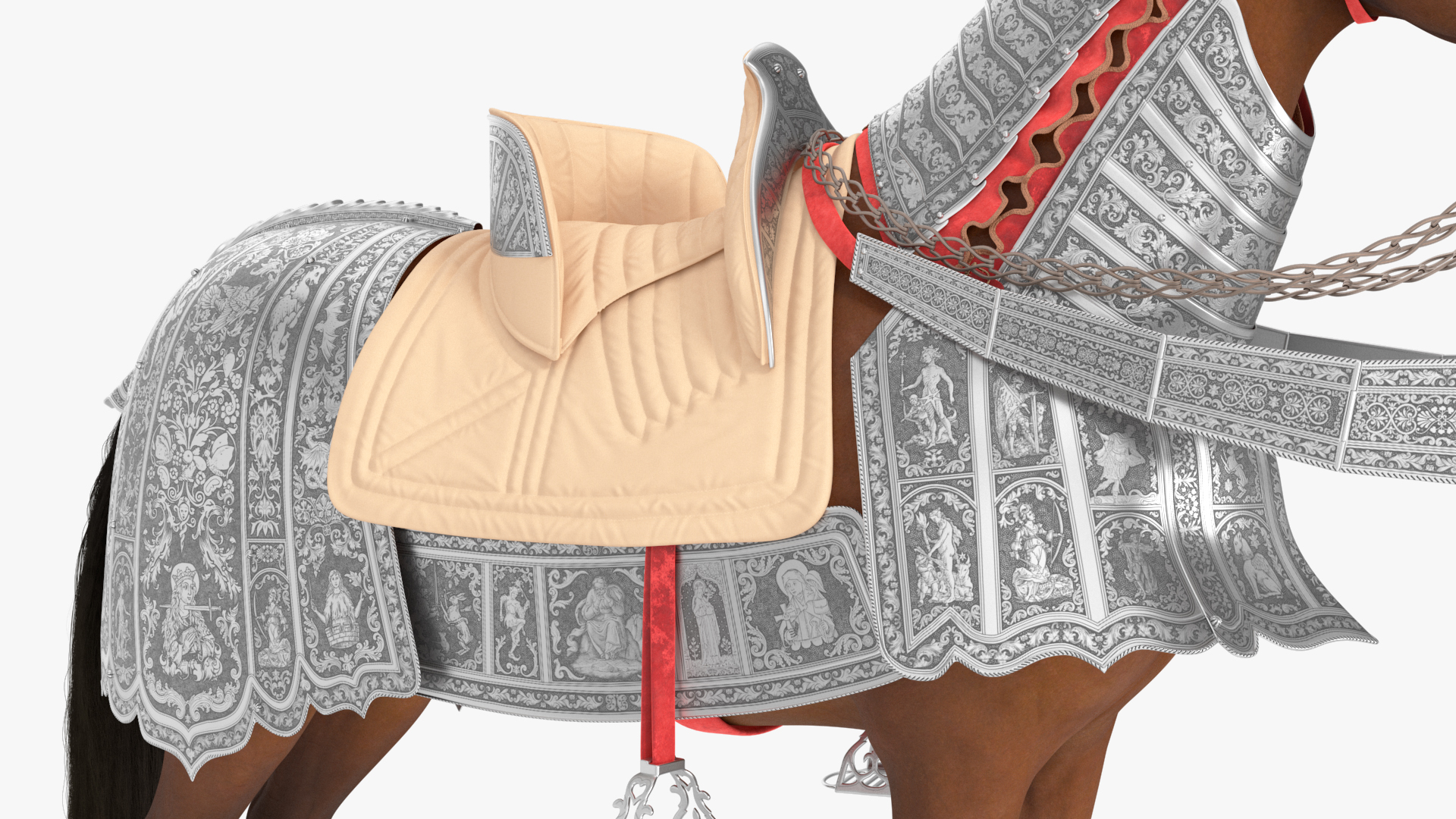 Medieval Armored Warhorse Fur 3D model