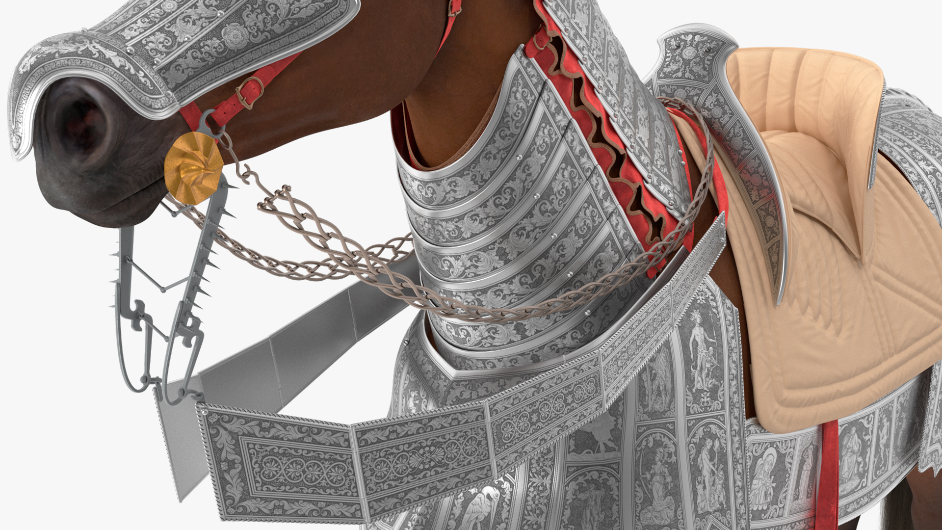 Medieval Armored Warhorse Fur 3D model