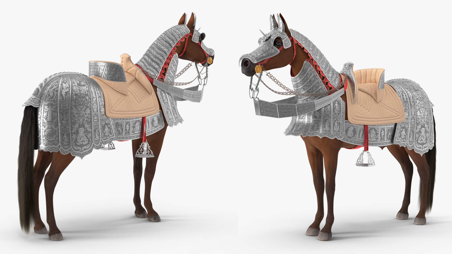 Medieval Armored Warhorse Fur 3D model