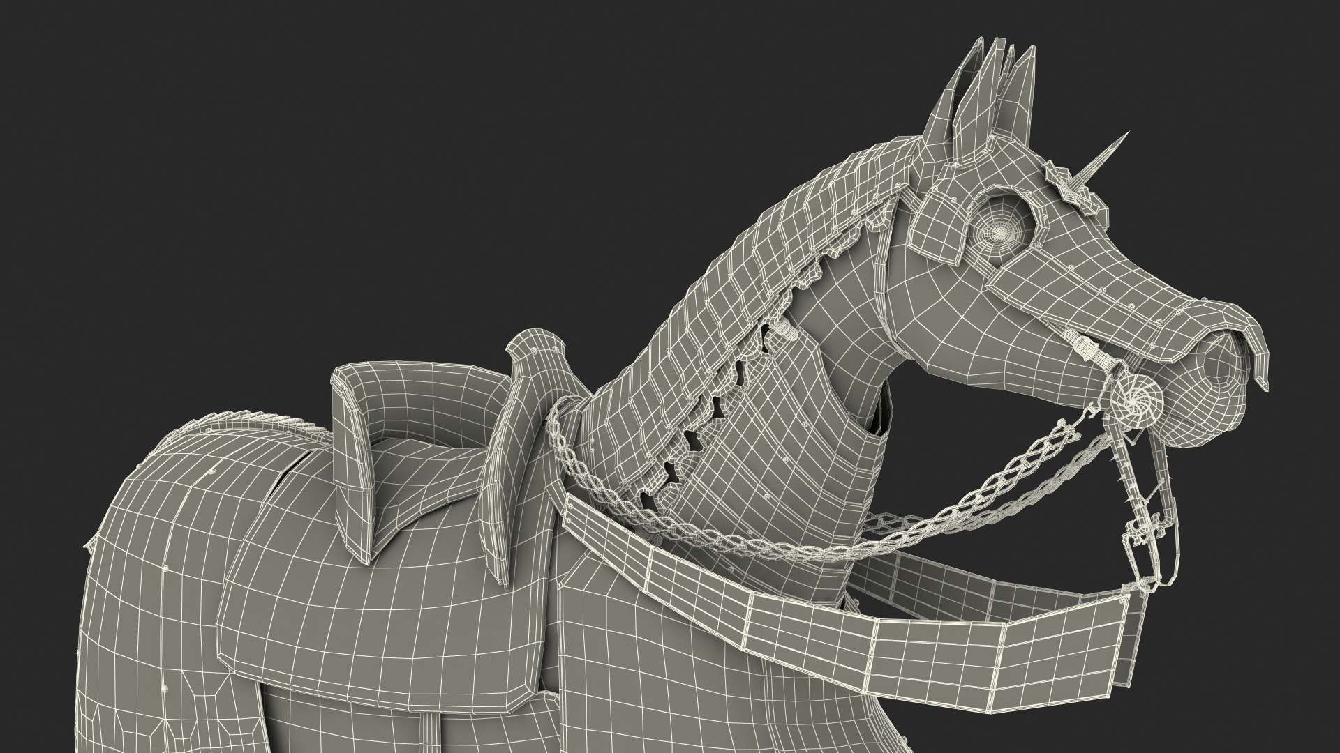 Medieval Armored Warhorse Fur 3D model