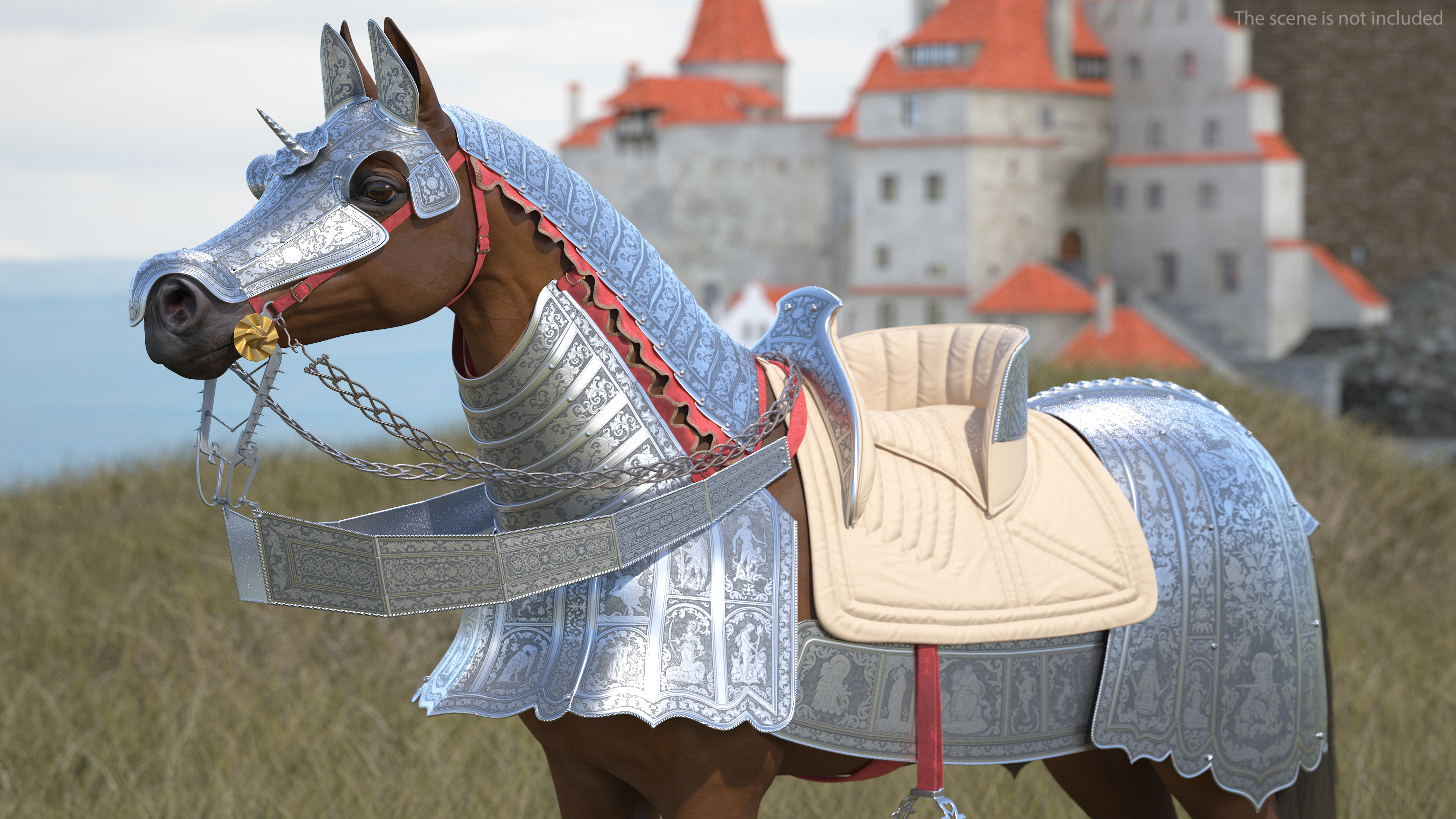 Medieval Armored Warhorse Fur 3D model