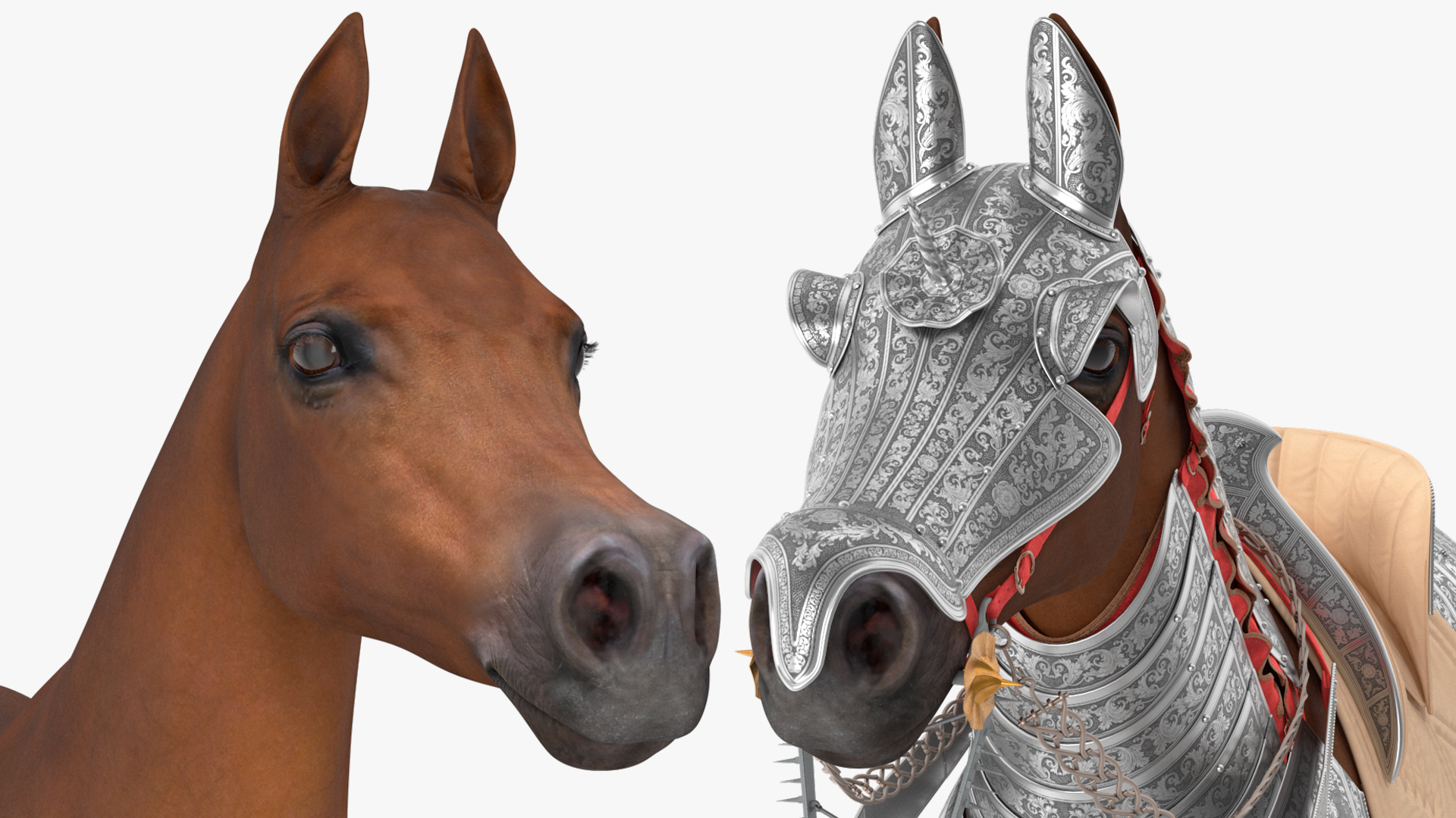 Medieval Armored Warhorse Fur 3D model