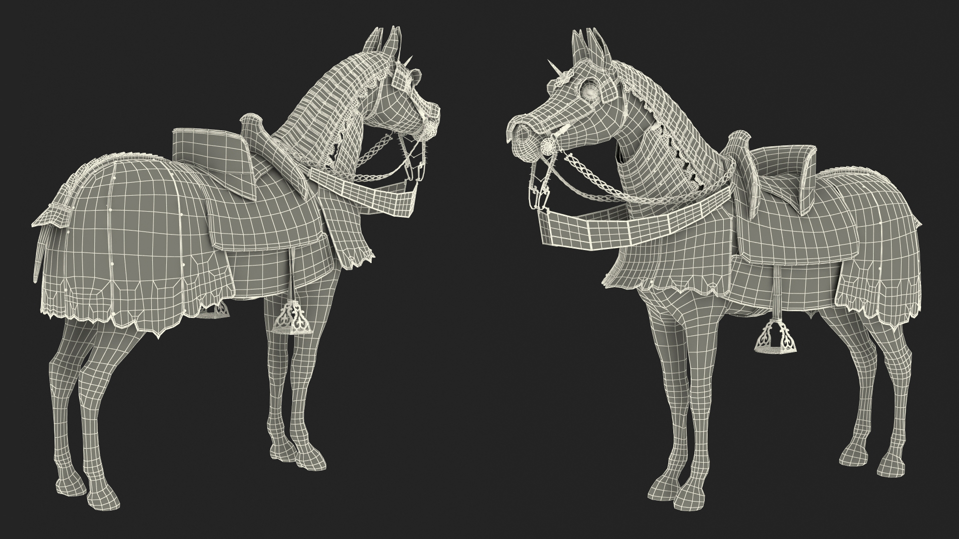 Medieval Armored Warhorse Fur 3D model