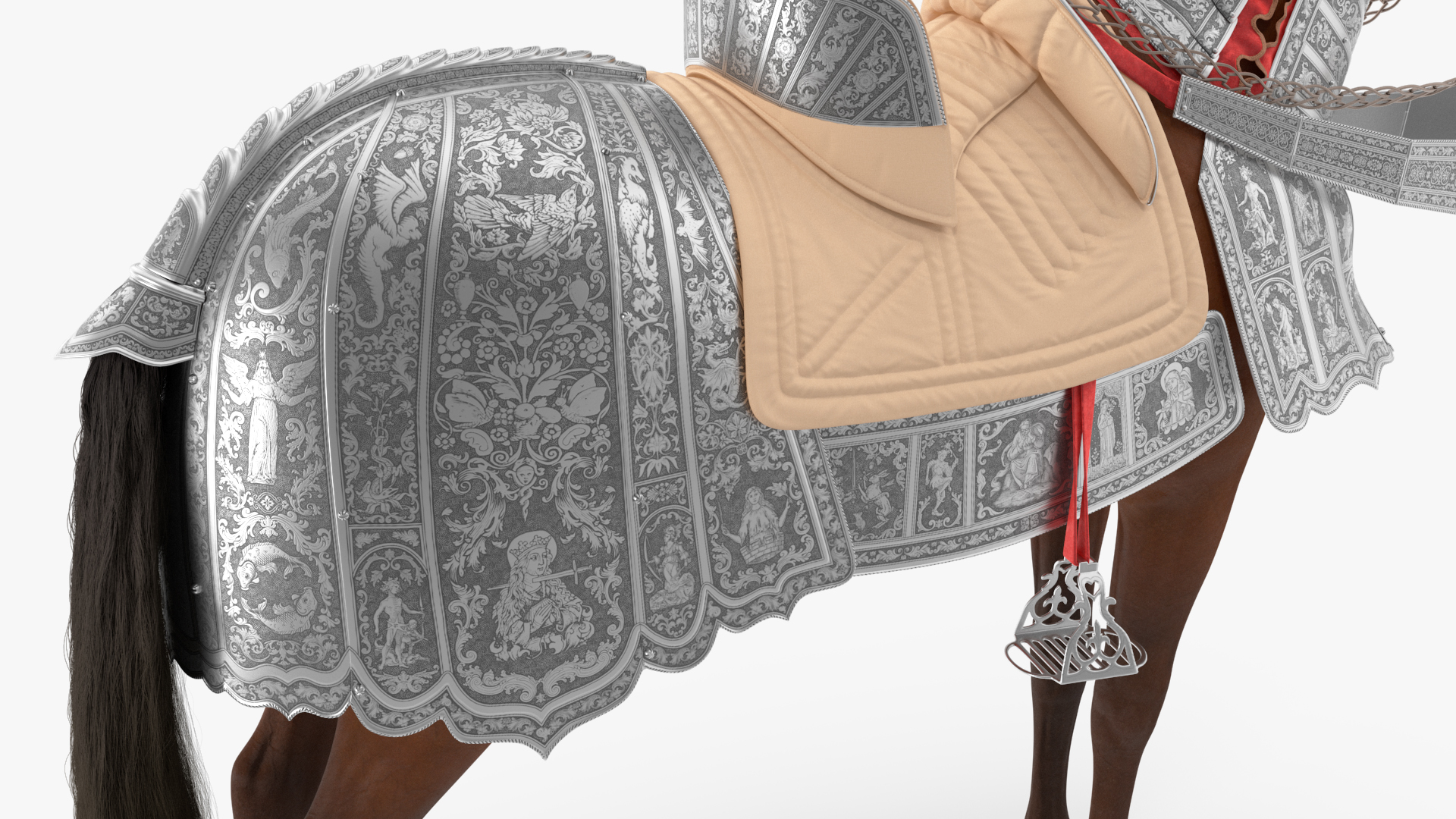 Medieval Armored Warhorse Fur 3D model