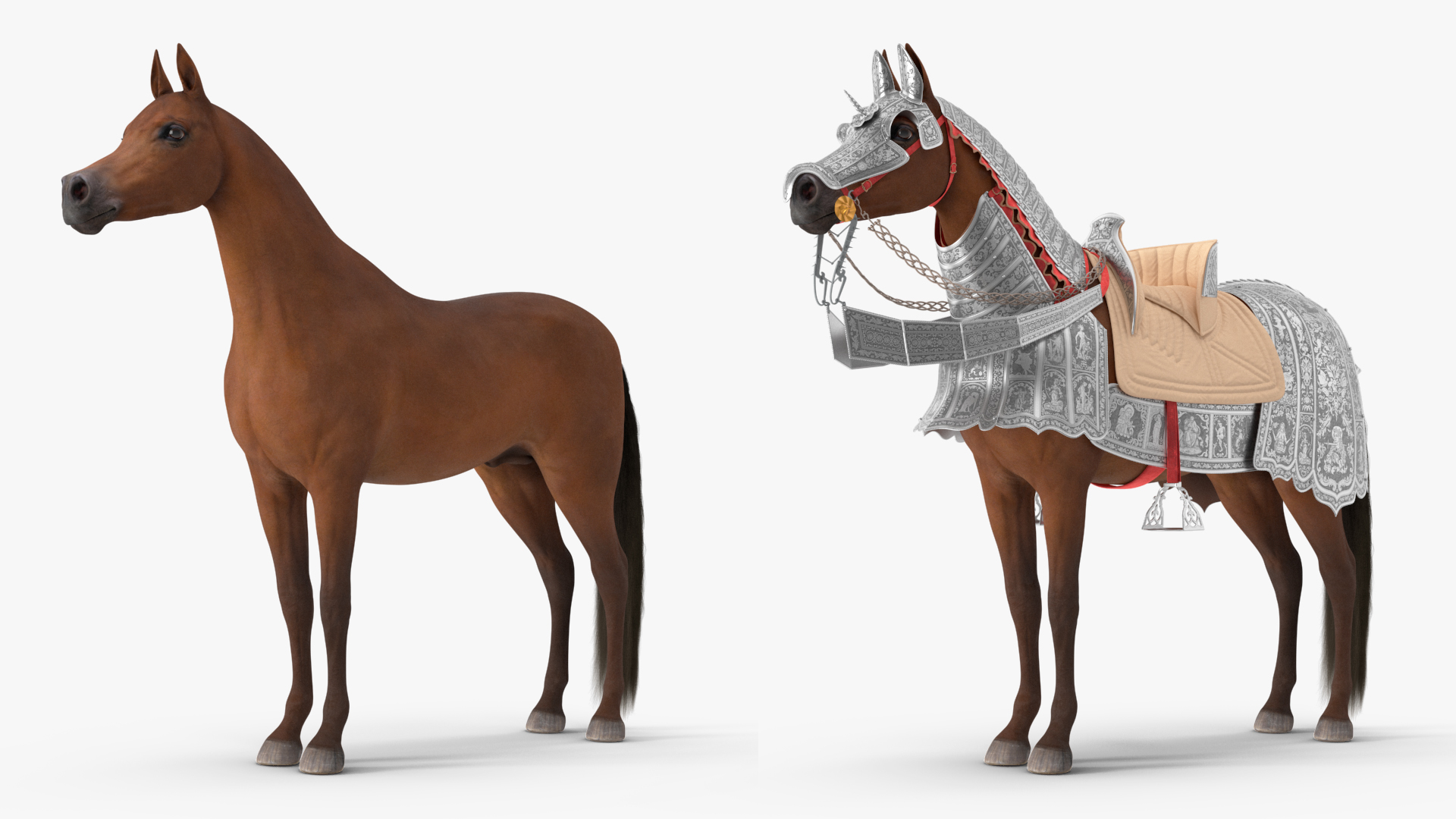 Medieval Armored Warhorse Fur 3D model