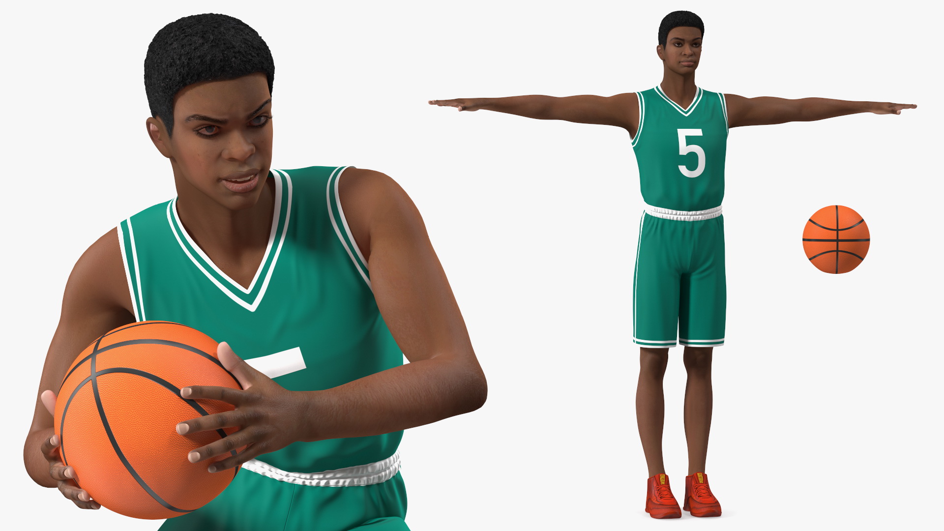 Light Skin Teenager Basketball Player Rigged 3D model