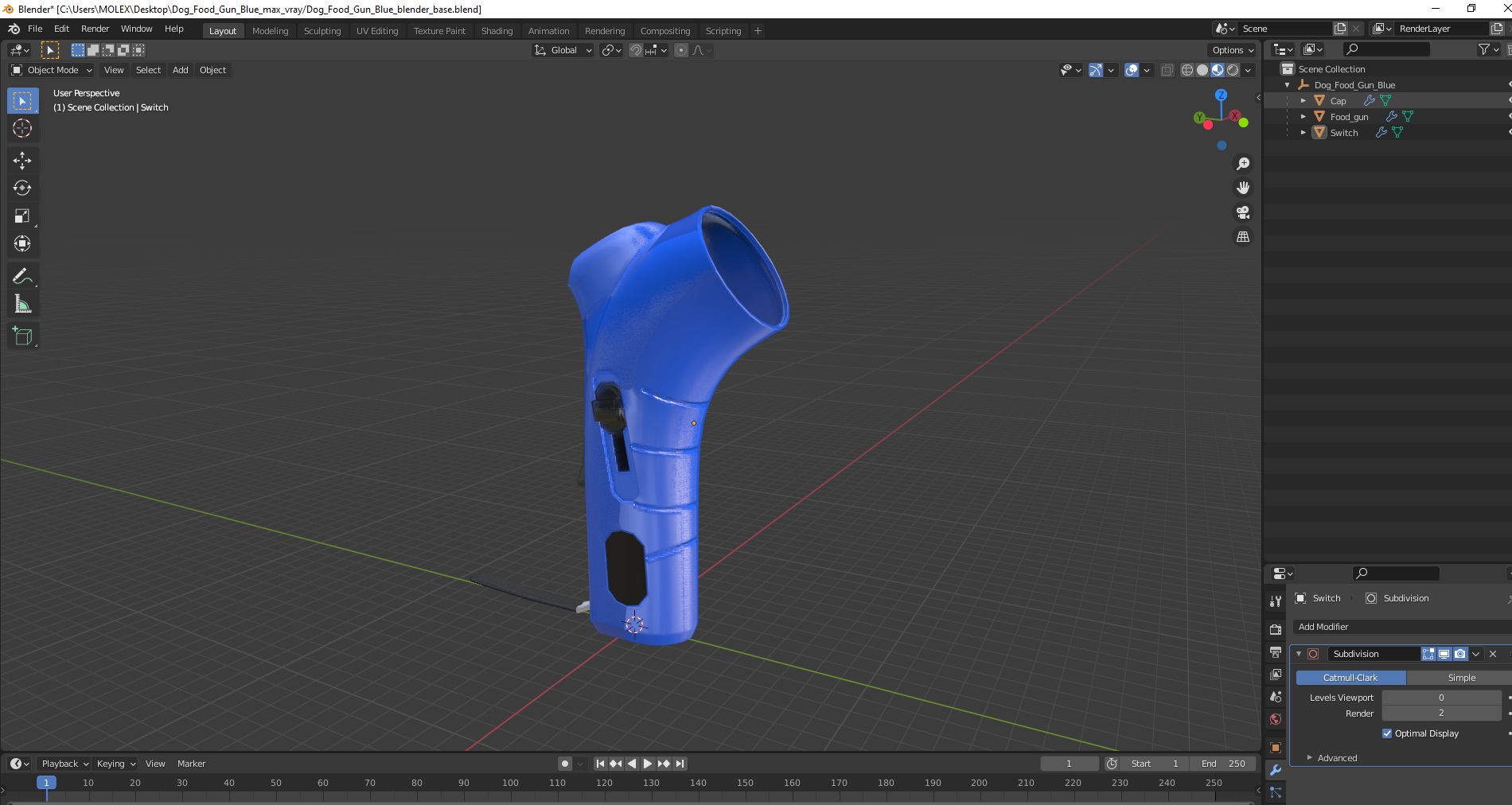 Dog Food Gun Blue 3D