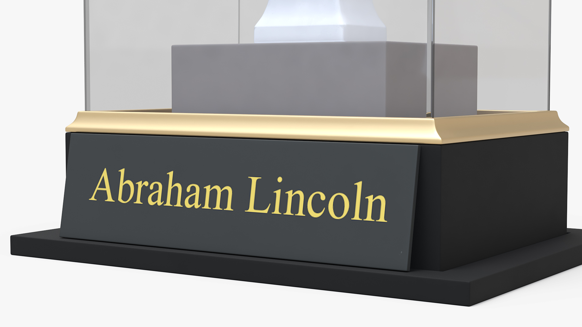 3D Gypsum Bust of Lincoln behind Protective Glass