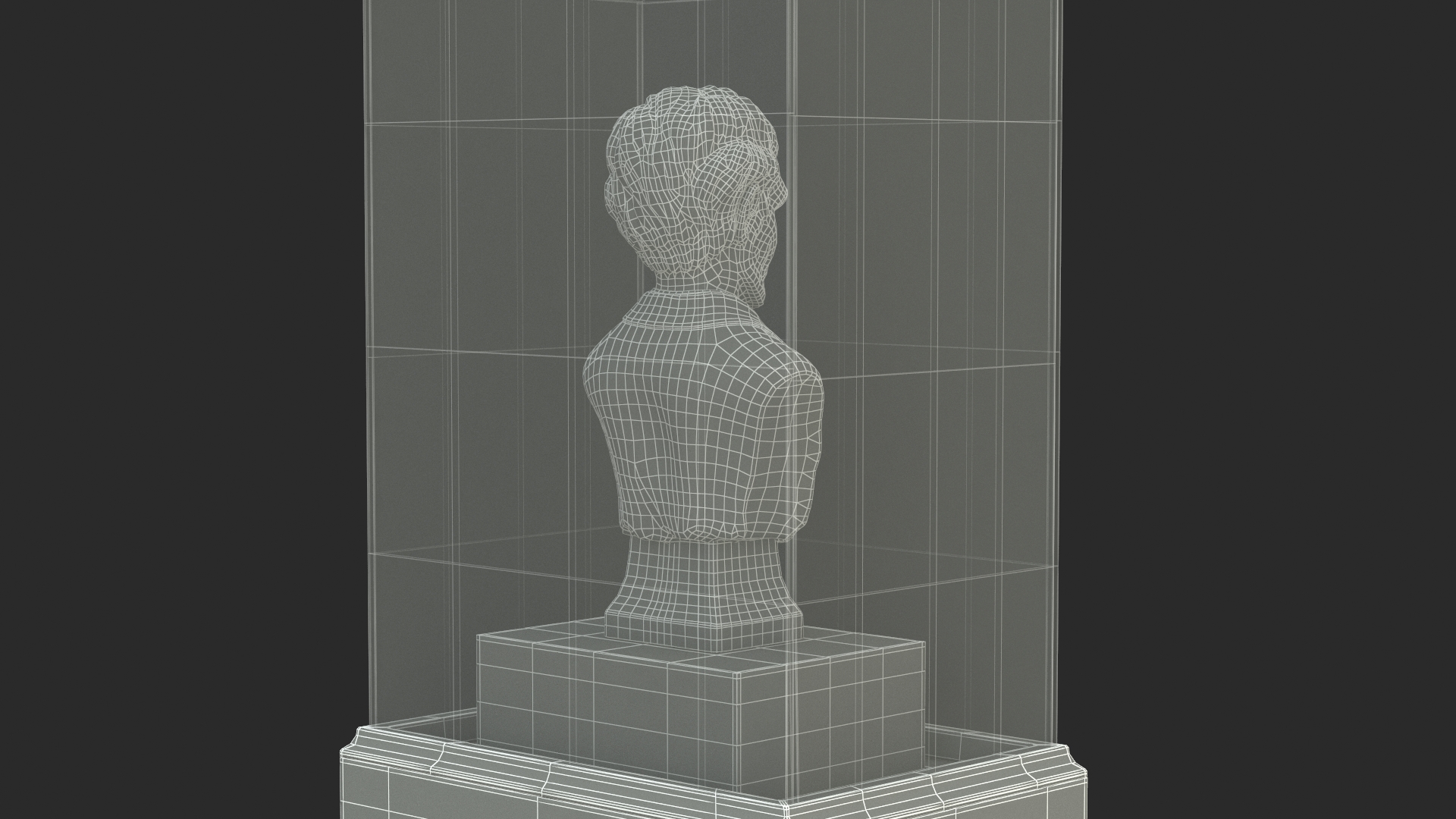 3D Gypsum Bust of Lincoln behind Protective Glass