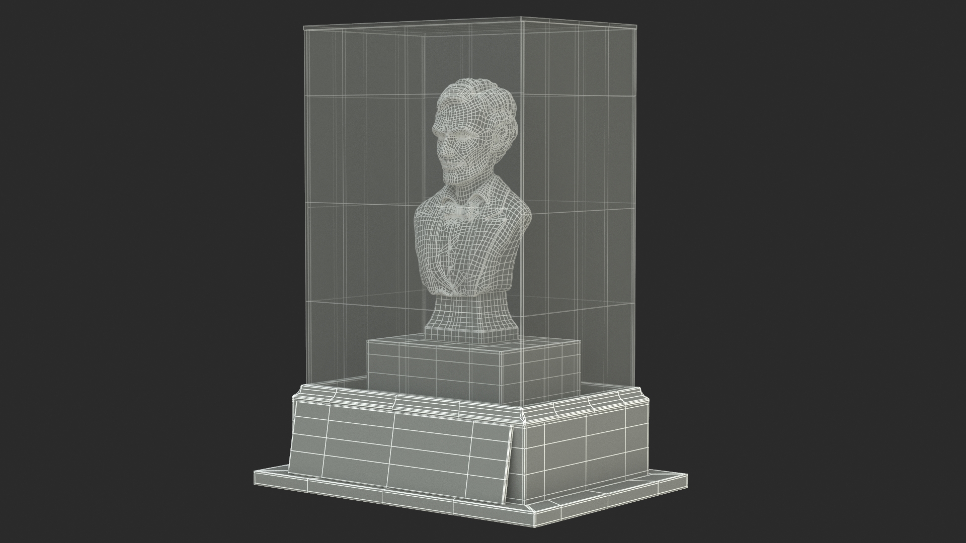 3D Gypsum Bust of Lincoln behind Protective Glass