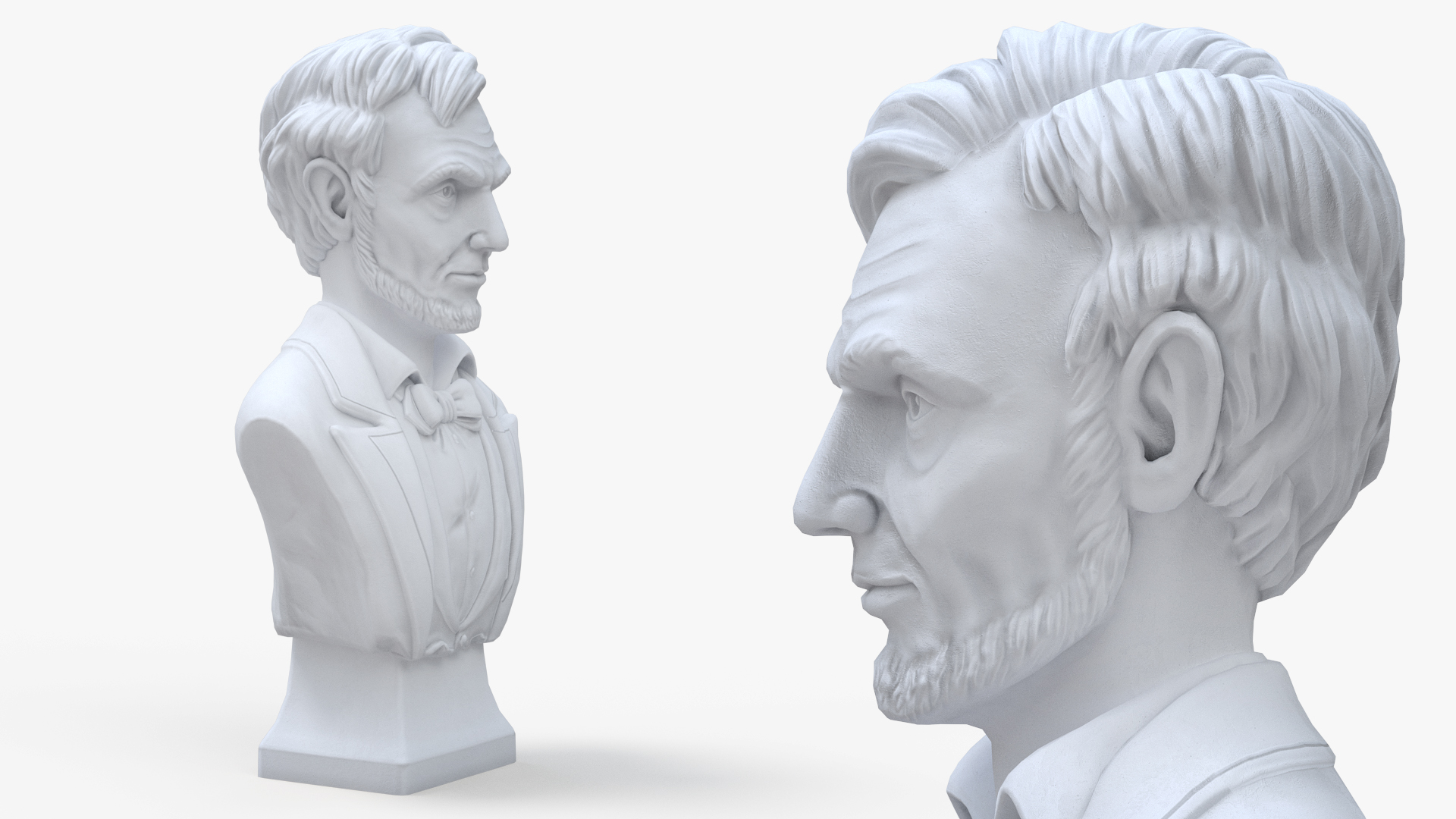 3D Gypsum Bust of Lincoln behind Protective Glass