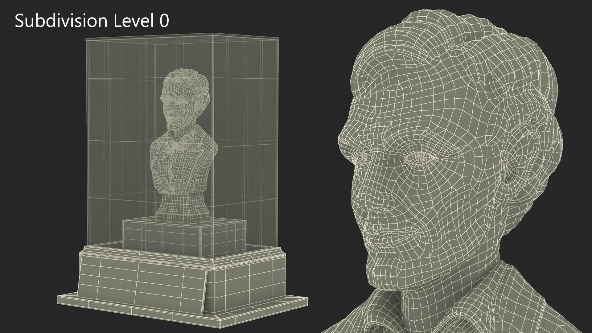 3D Gypsum Bust of Lincoln behind Protective Glass