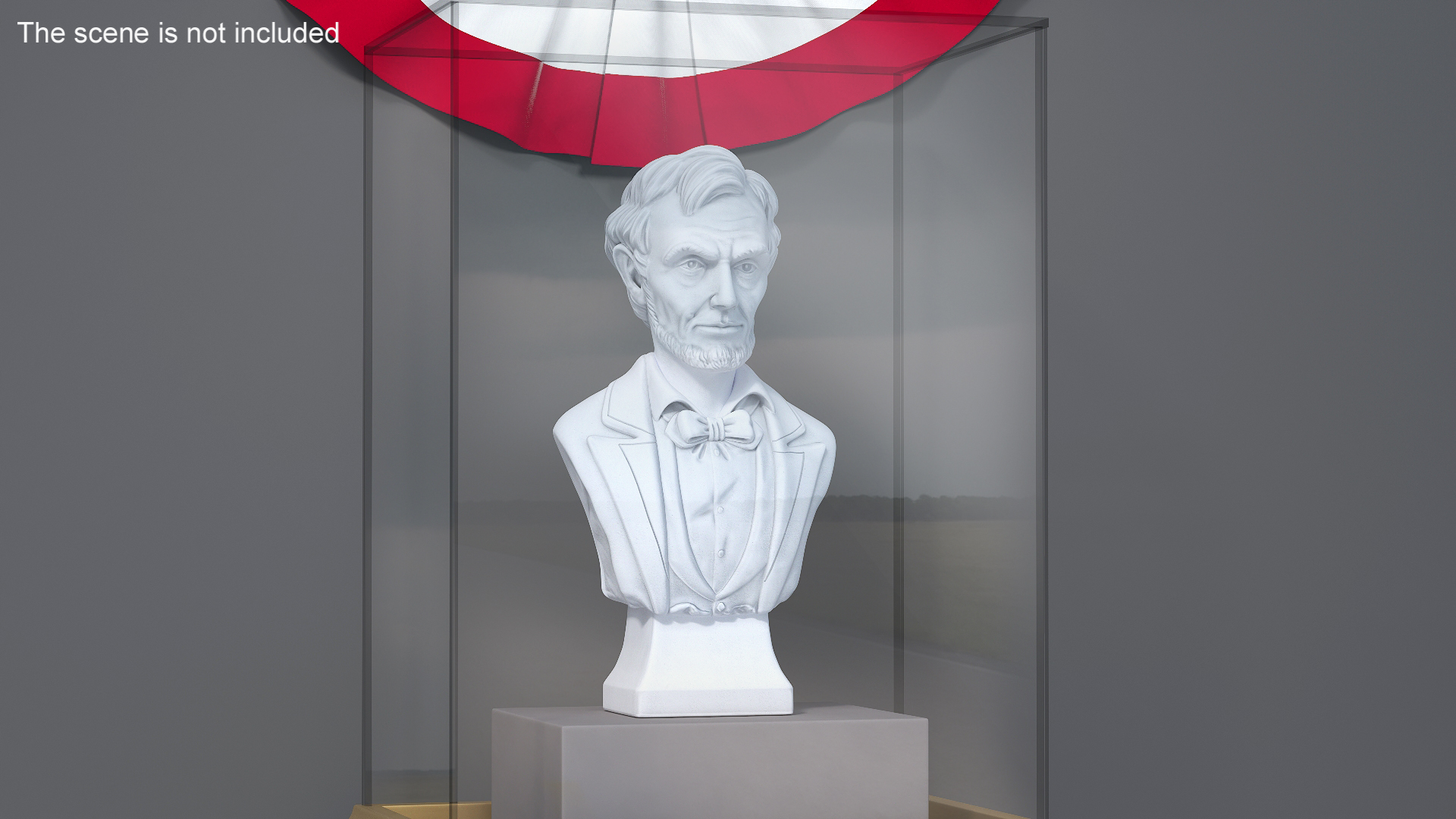 3D Gypsum Bust of Lincoln behind Protective Glass