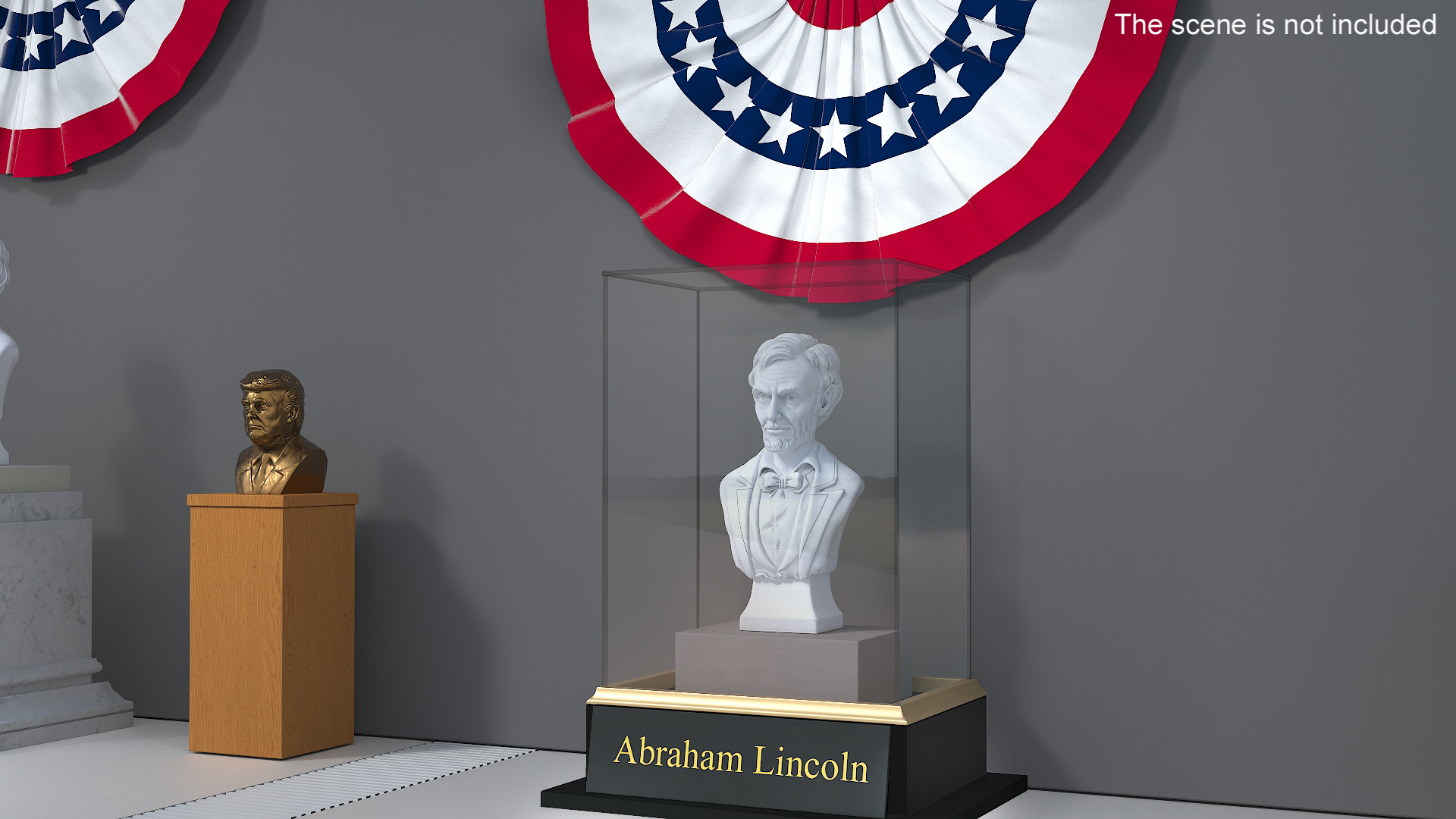 3D Gypsum Bust of Lincoln behind Protective Glass