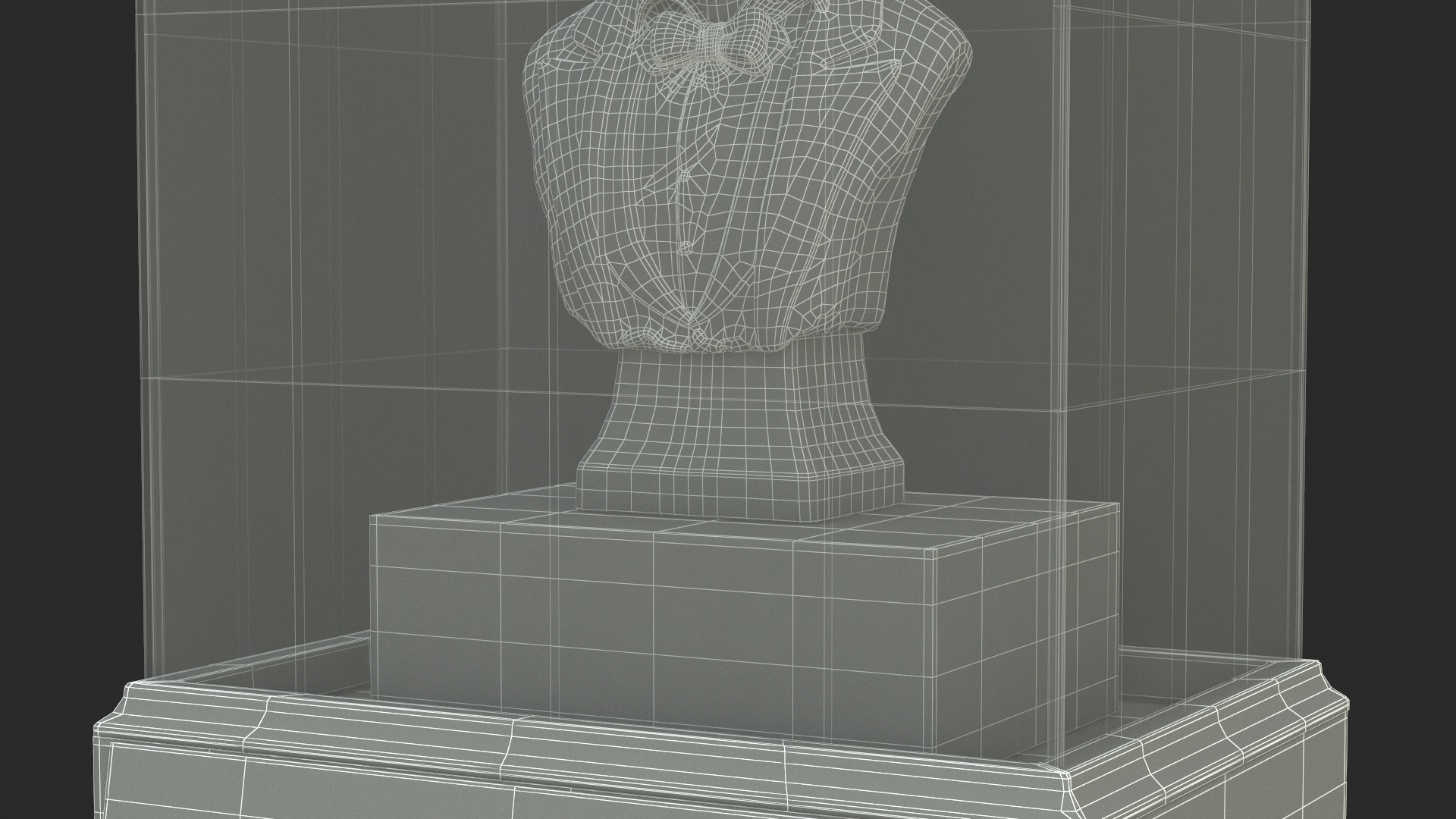 3D Gypsum Bust of Lincoln behind Protective Glass