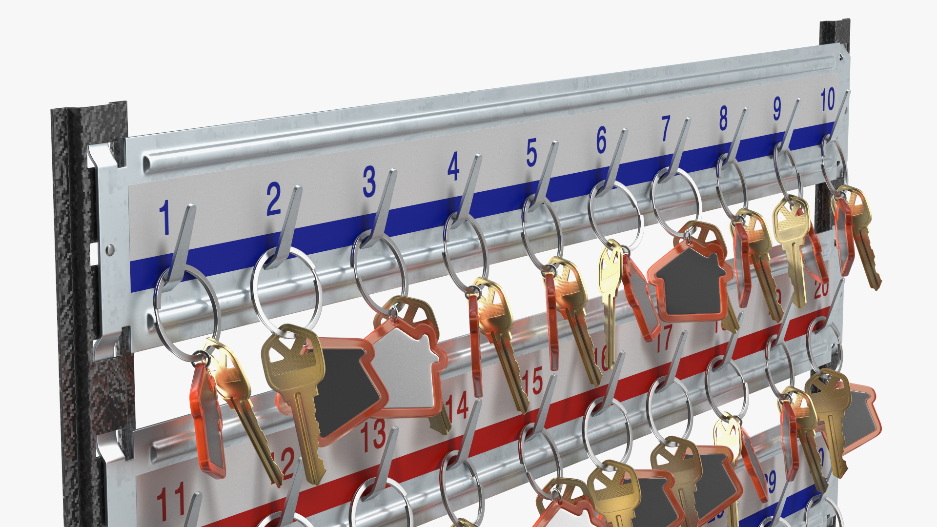 Industrial Key Rack With Keys 3D model