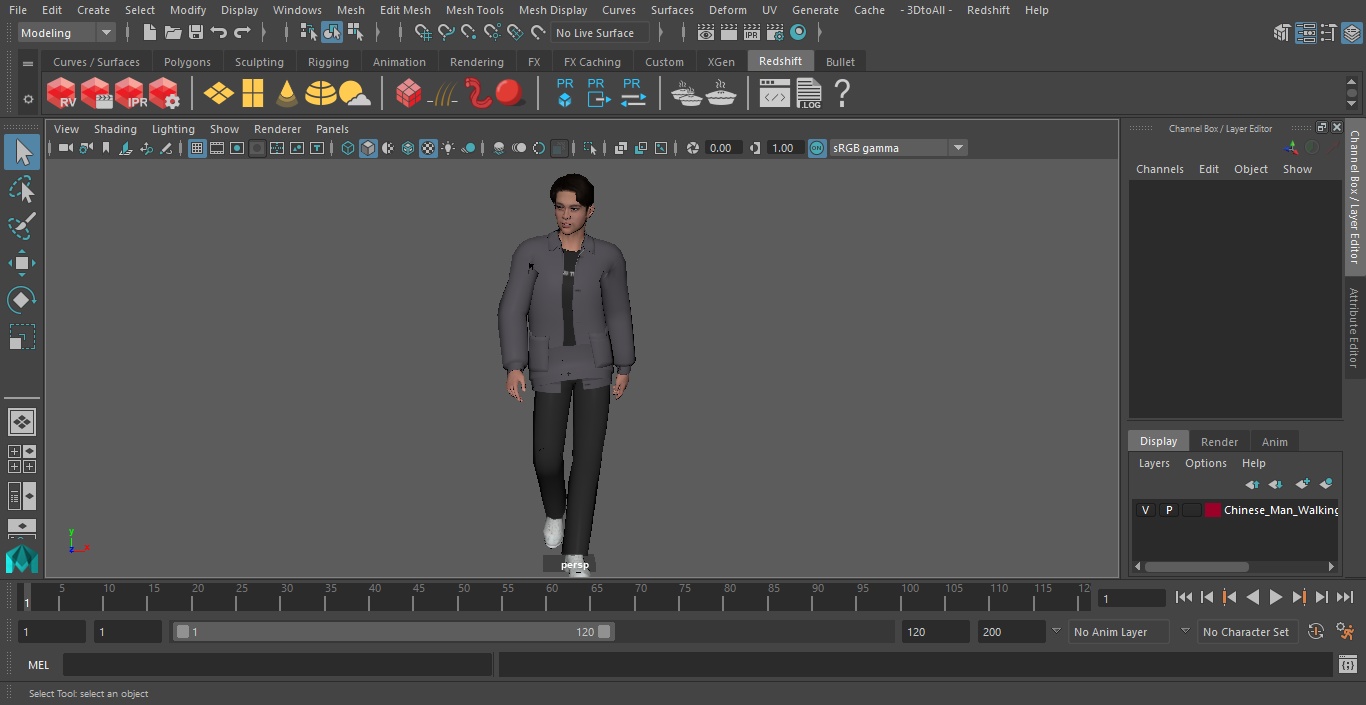 Chinese Man Walking Pose 3D model