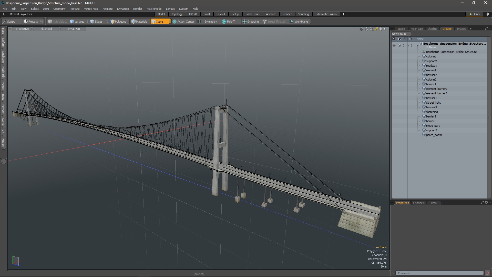 Bosphorus Suspension Bridge Structure 3D